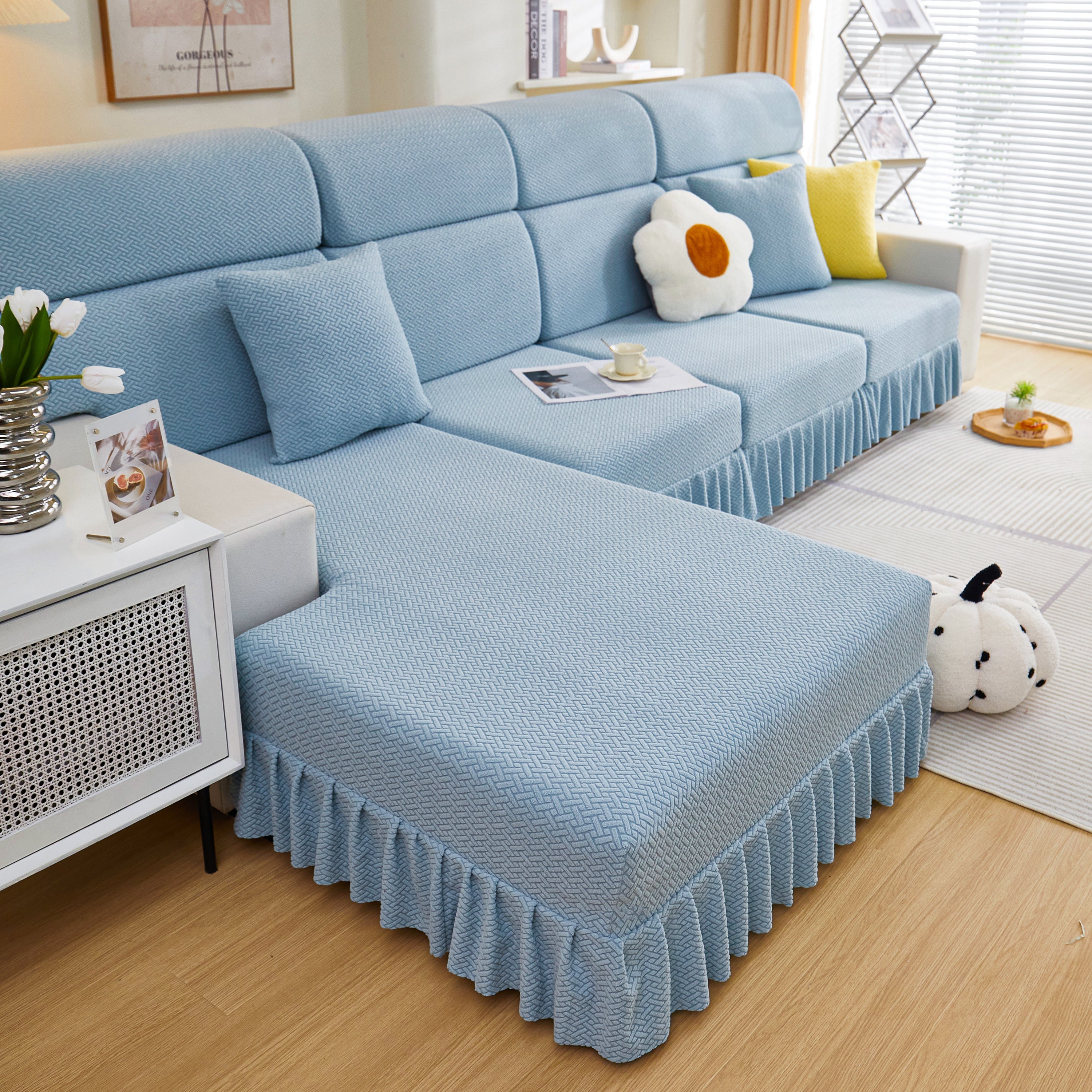 Tailored Sofa Cushion Covers Stretch Couch Seat Covers  With Skirt For Sectional Sofas