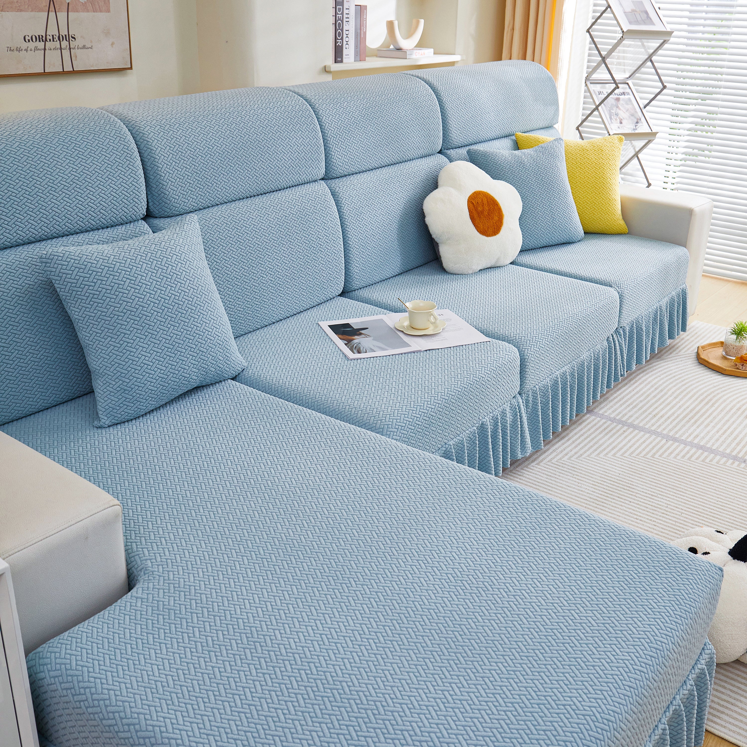 Tailored Sofa Cushion Covers Stretch Couch Seat Covers  With Skirt For Sectional Sofas