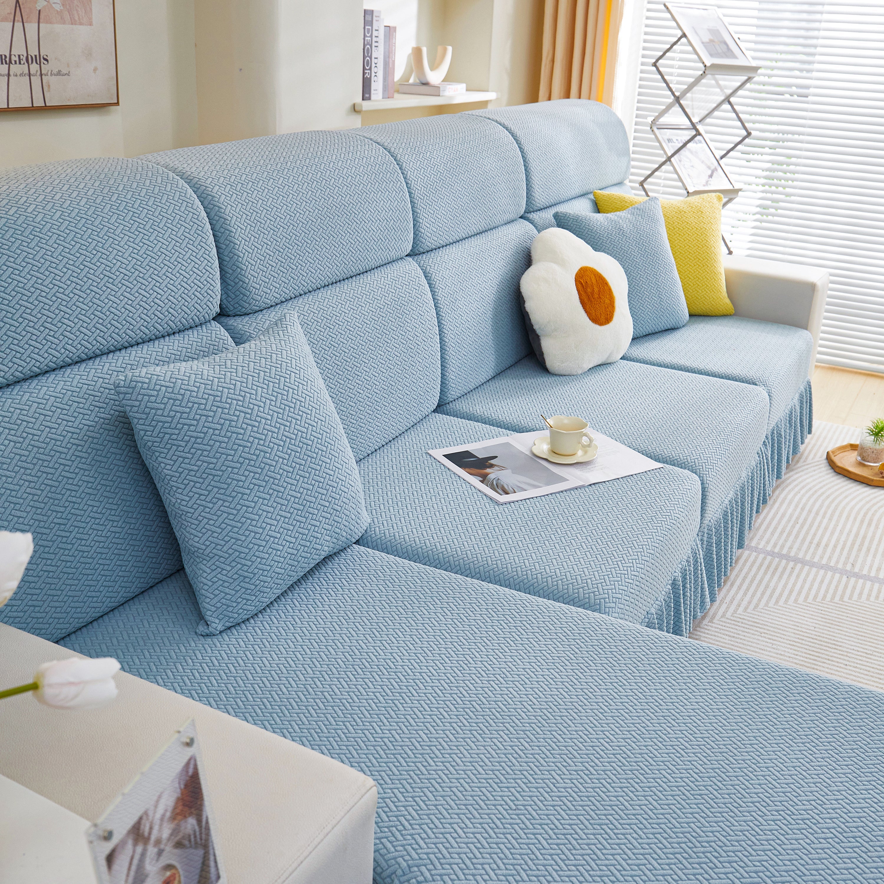 Tailored Sofa Cushion Covers Stretch Couch Seat Covers  With Skirt For Sectional Sofas