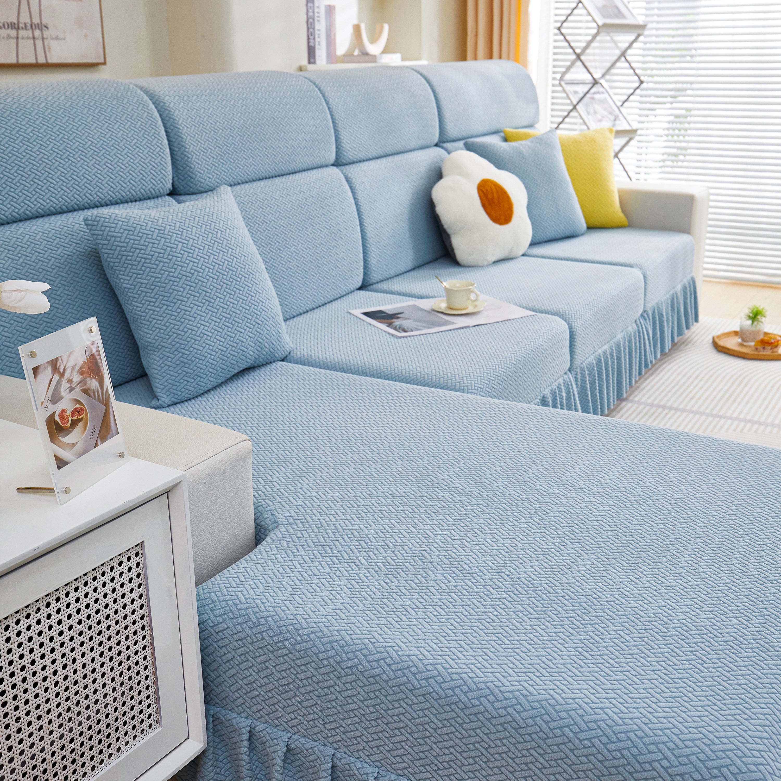 Tailored Sofa Cushion Covers Stretch Couch Seat Covers  With Skirt For Sectional Sofas