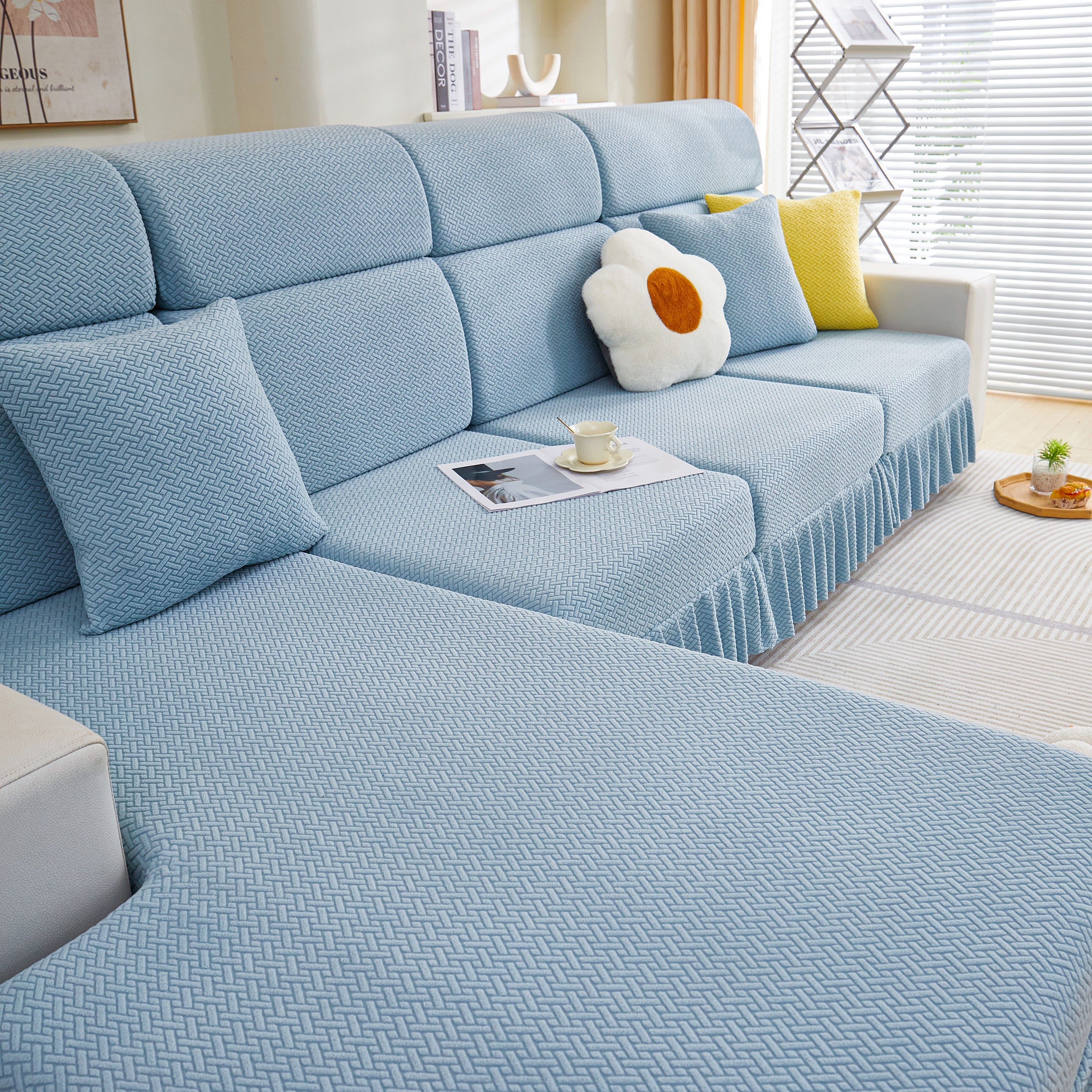 Tailored Sofa Cushion Covers Stretch Couch Seat Covers  With Skirt For Sectional Sofas