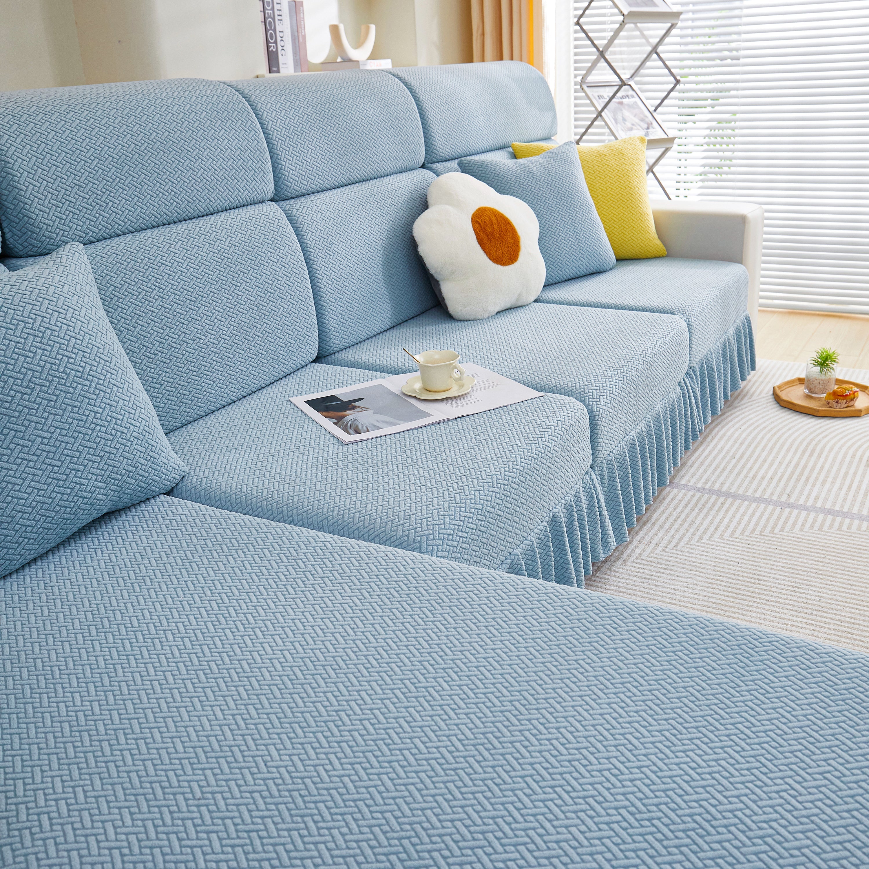 Tailored Sofa Cushion Covers Stretch Couch Seat Covers  With Skirt For Sectional Sofas