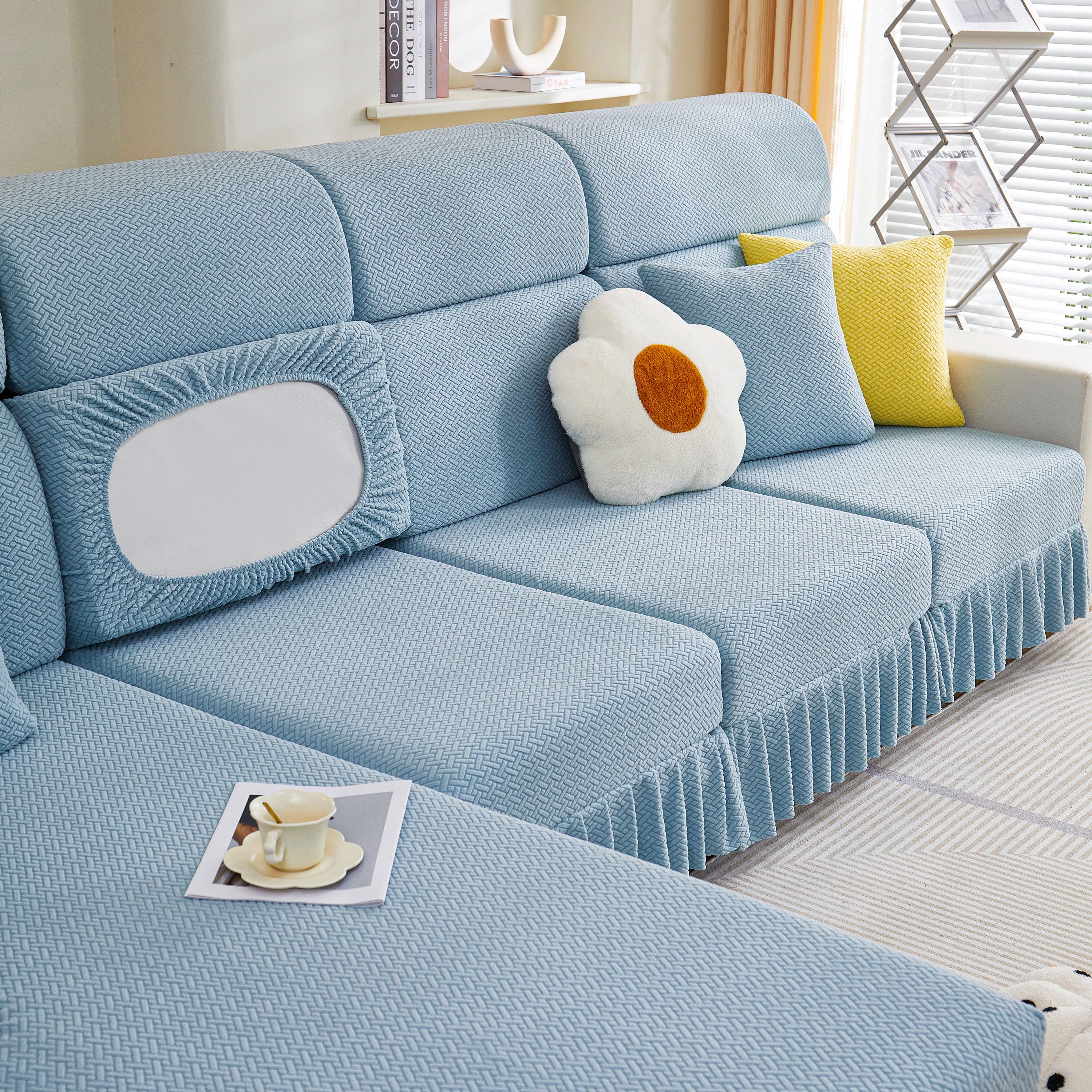 Tailored Sofa Cushion Covers Stretch Couch Seat Covers  With Skirt For Sectional Sofas