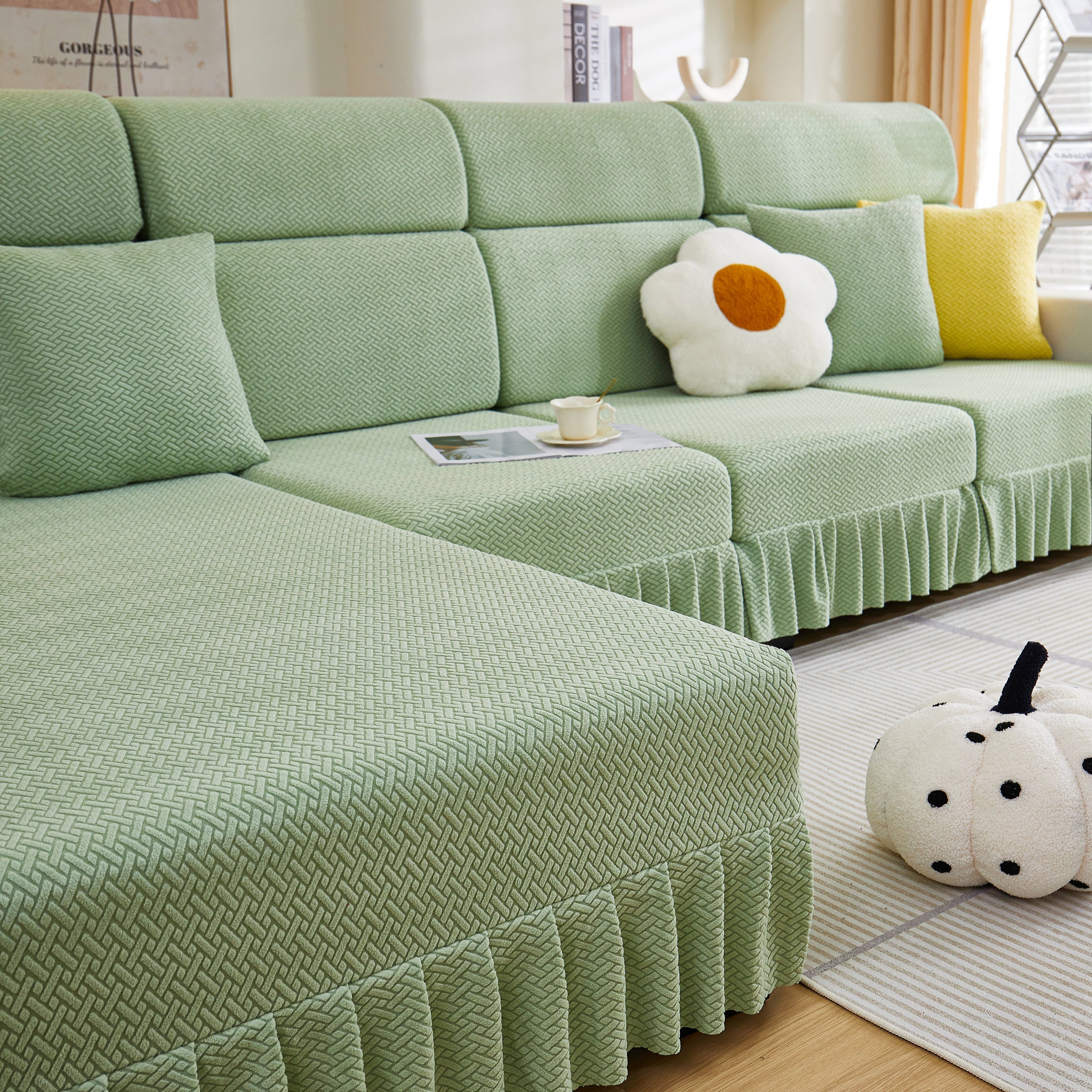 Tailored Sofa Cushion Covers Stretch Couch Seat Covers  With Skirt For Sectional Sofas