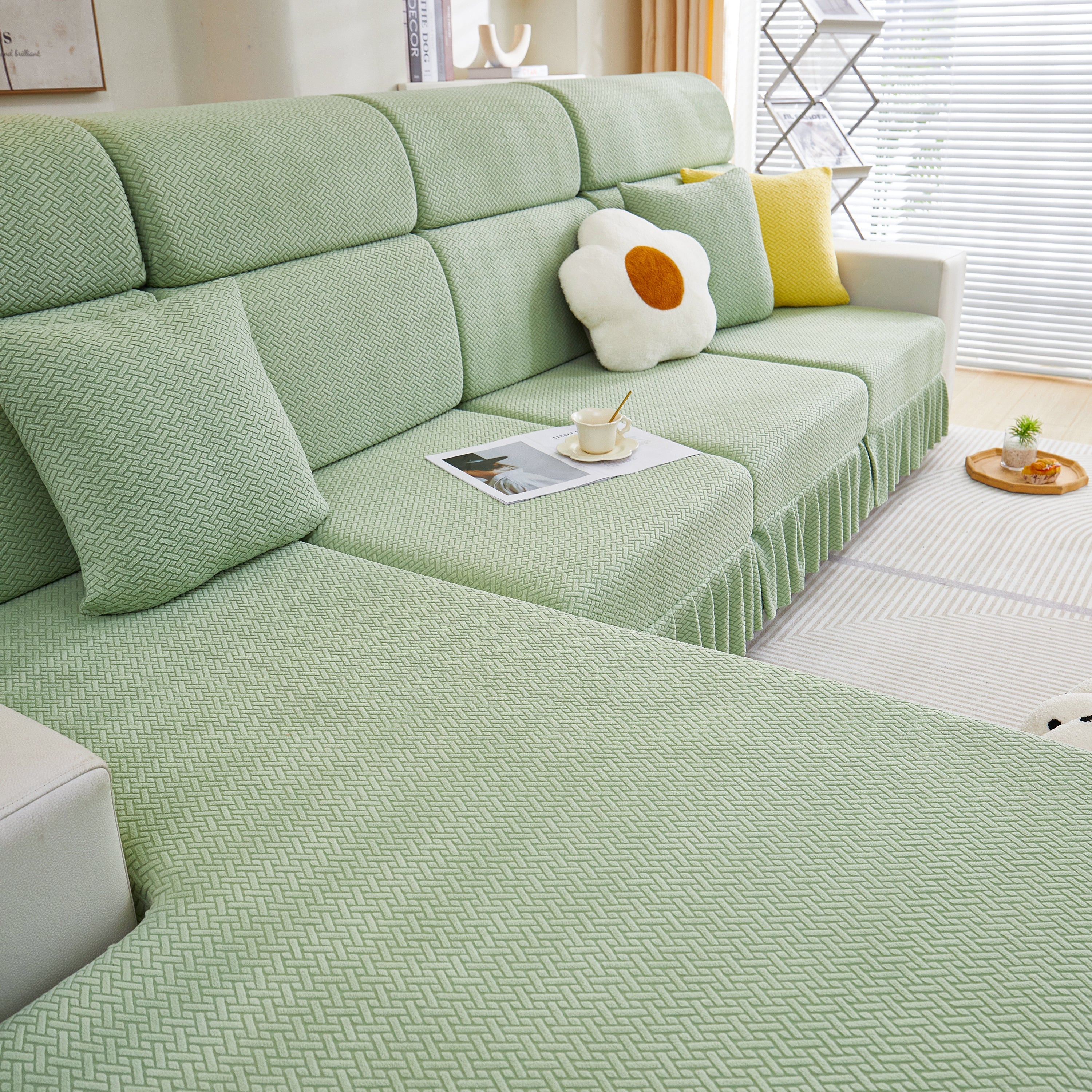 Tailored Sofa Cushion Covers Stretch Couch Seat Covers  With Skirt For Sectional Sofas
