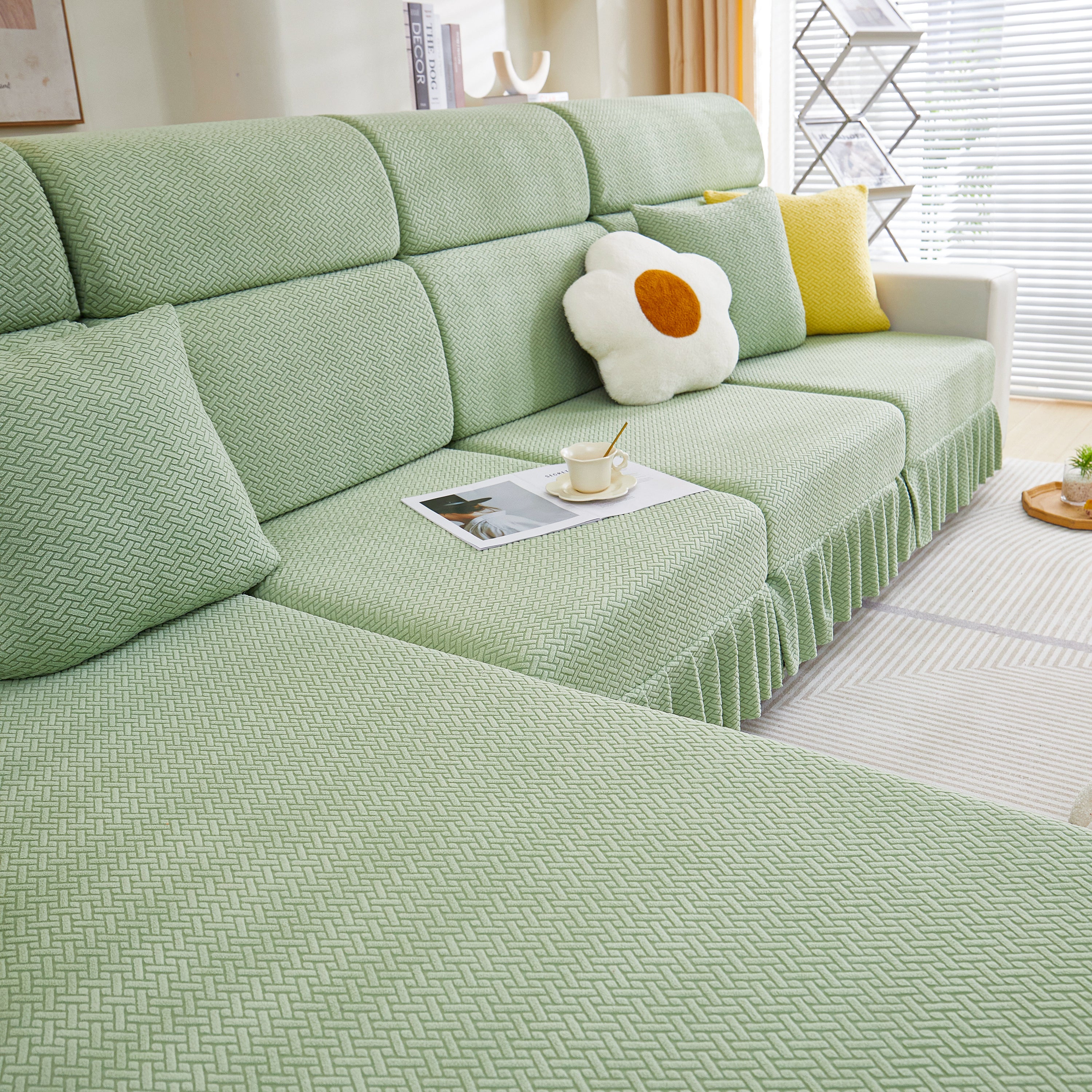 Tailored Sofa Cushion Covers Stretch Couch Seat Covers  With Skirt For Sectional Sofas