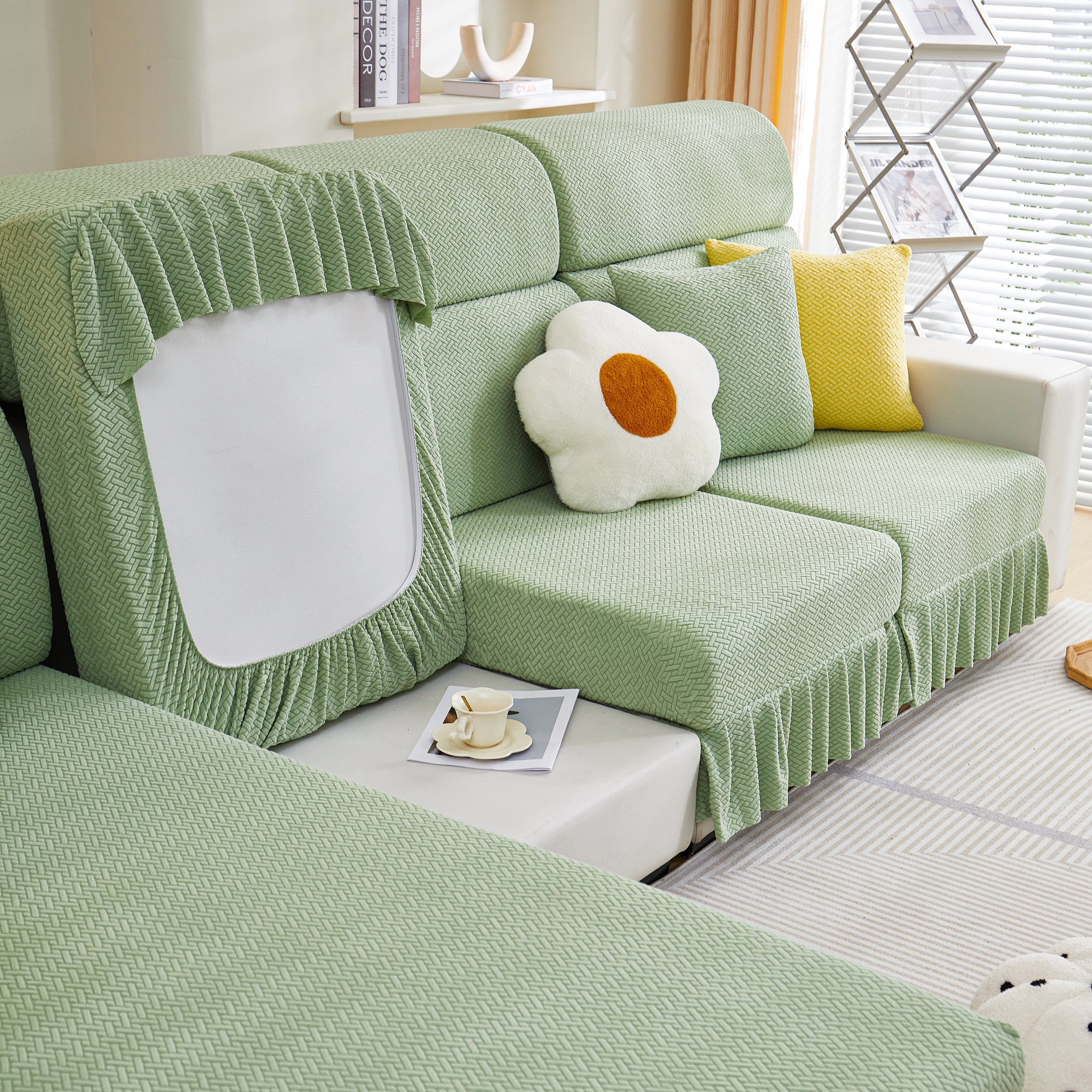 Tailored Sofa Cushion Covers Stretch Couch Seat Covers  With Skirt For Sectional Sofas
