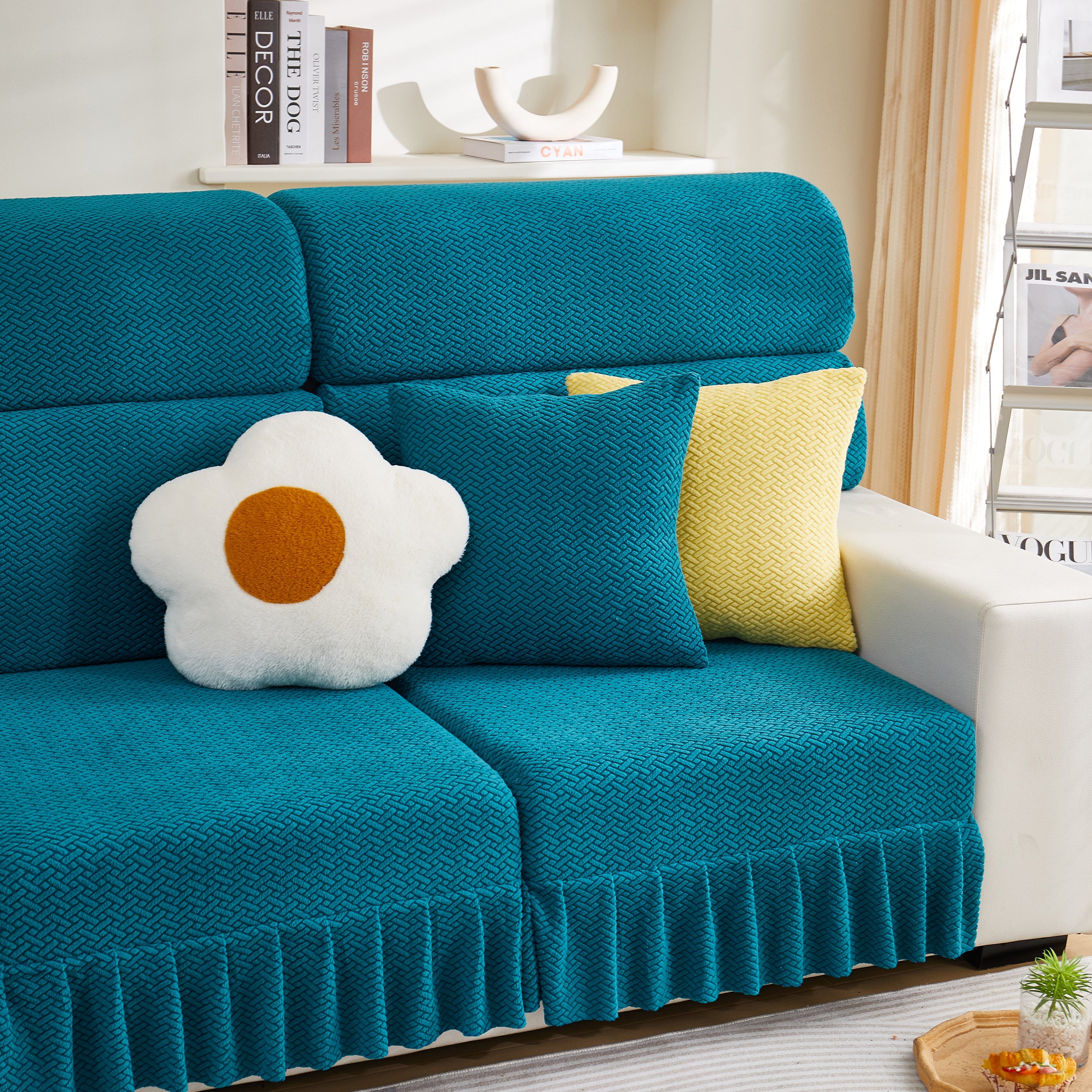 Tailored Sofa Cushion Covers Stretch Couch Seat Covers  With Skirt For Sectional Sofas