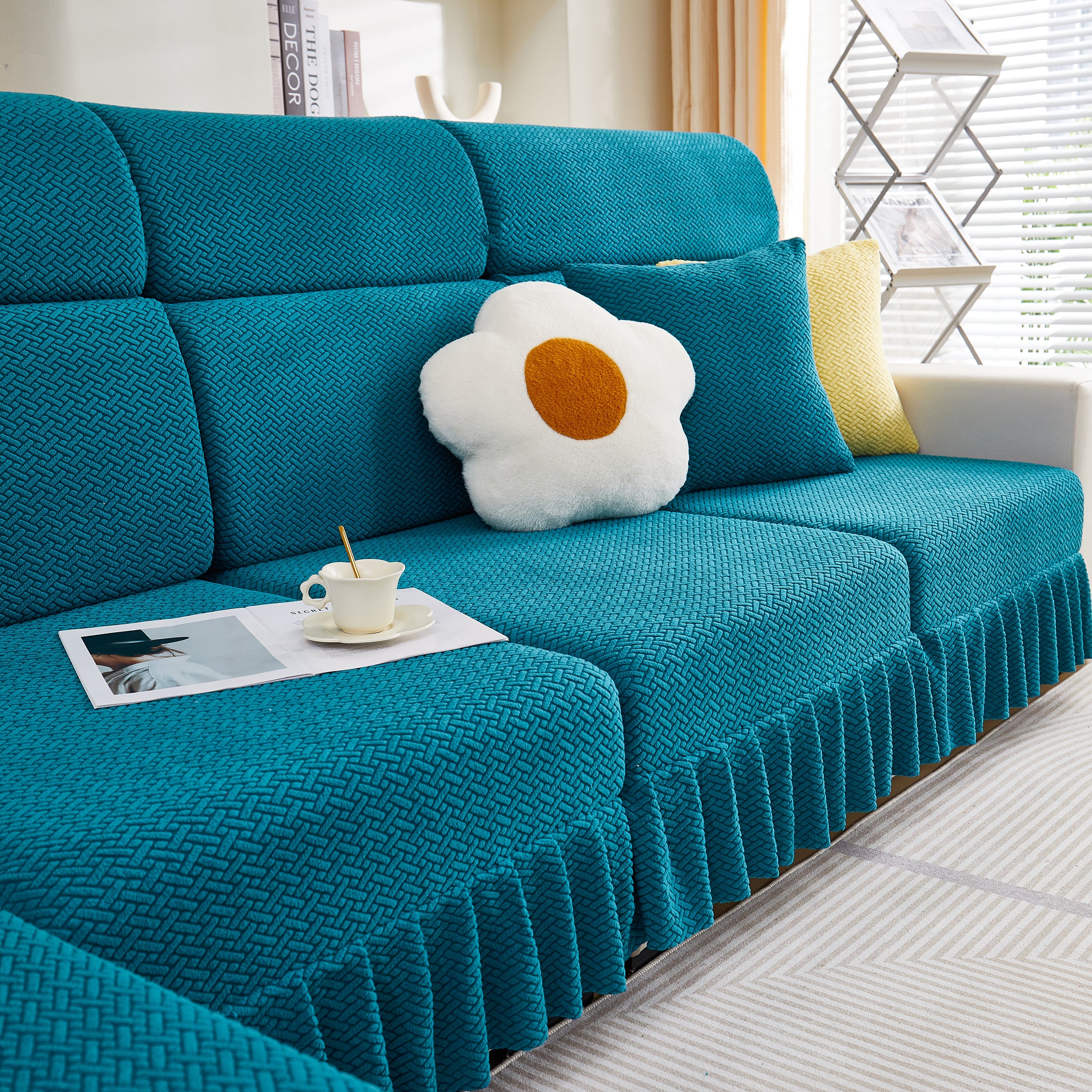 Tailored Sofa Cushion Covers Stretch Couch Seat Covers  With Skirt For Sectional Sofas