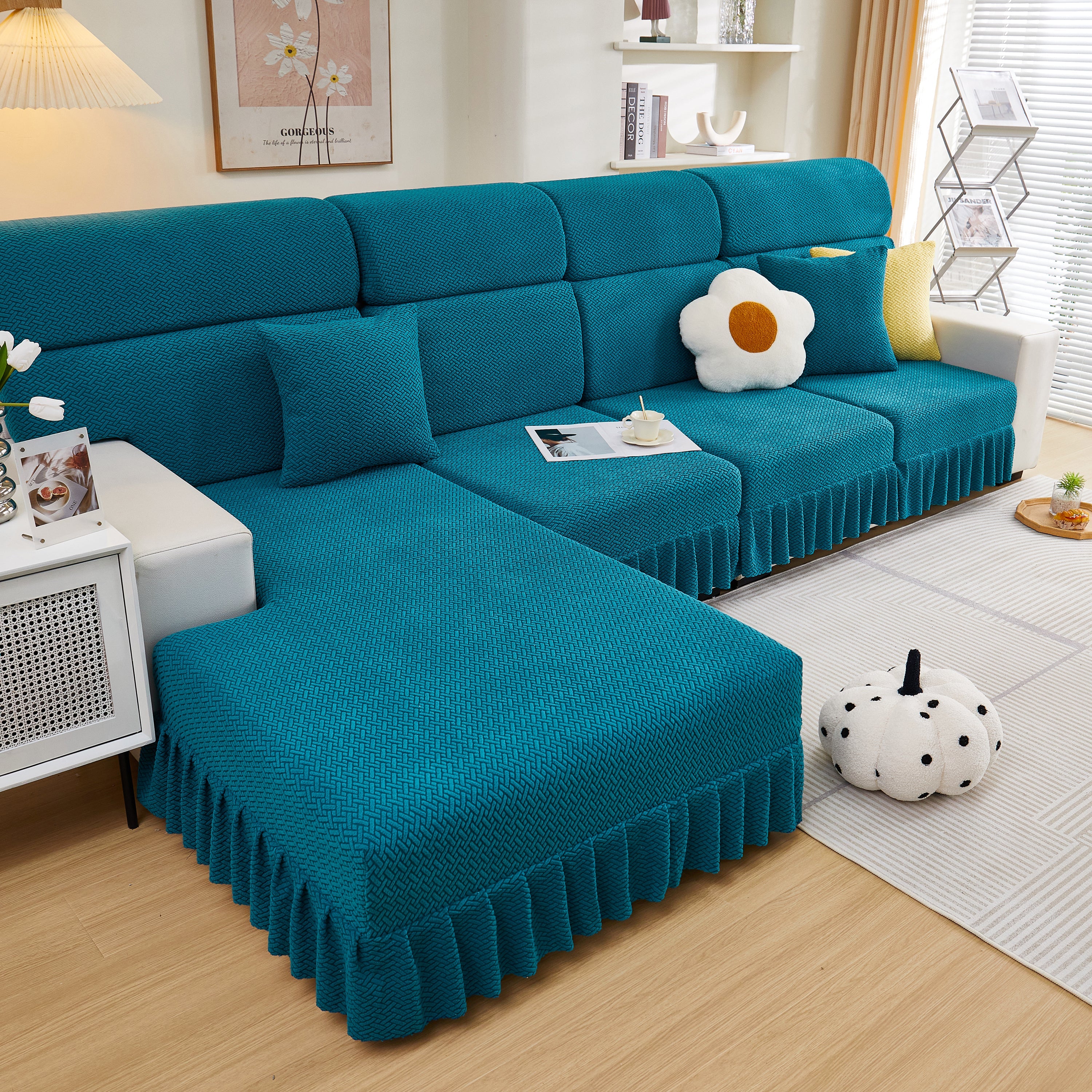 Tailored Sofa Cushion Covers Stretch Couch Seat Covers  With Skirt For Sectional Sofas