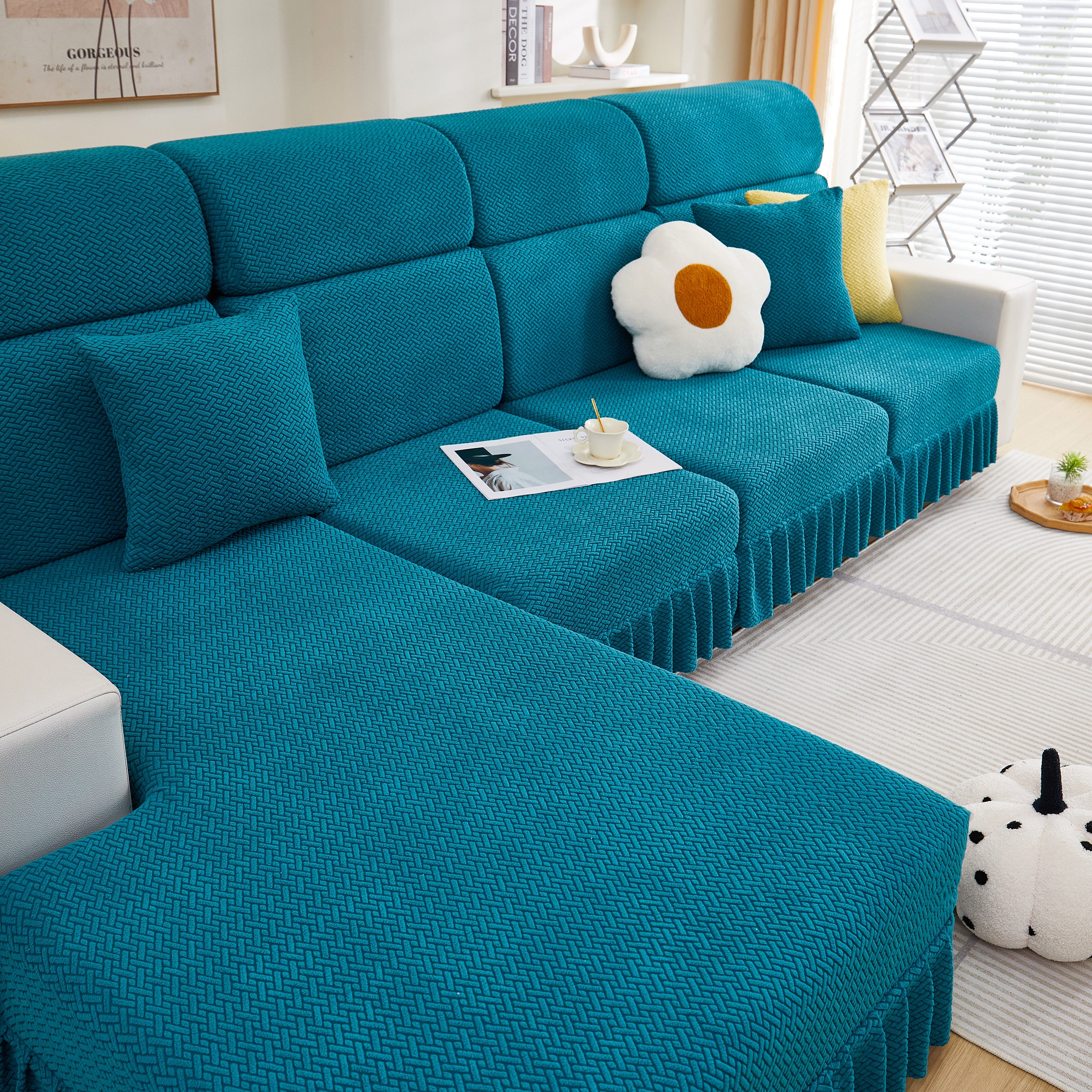Tailored Sofa Cushion Covers Stretch Couch Seat Covers  With Skirt For Sectional Sofas