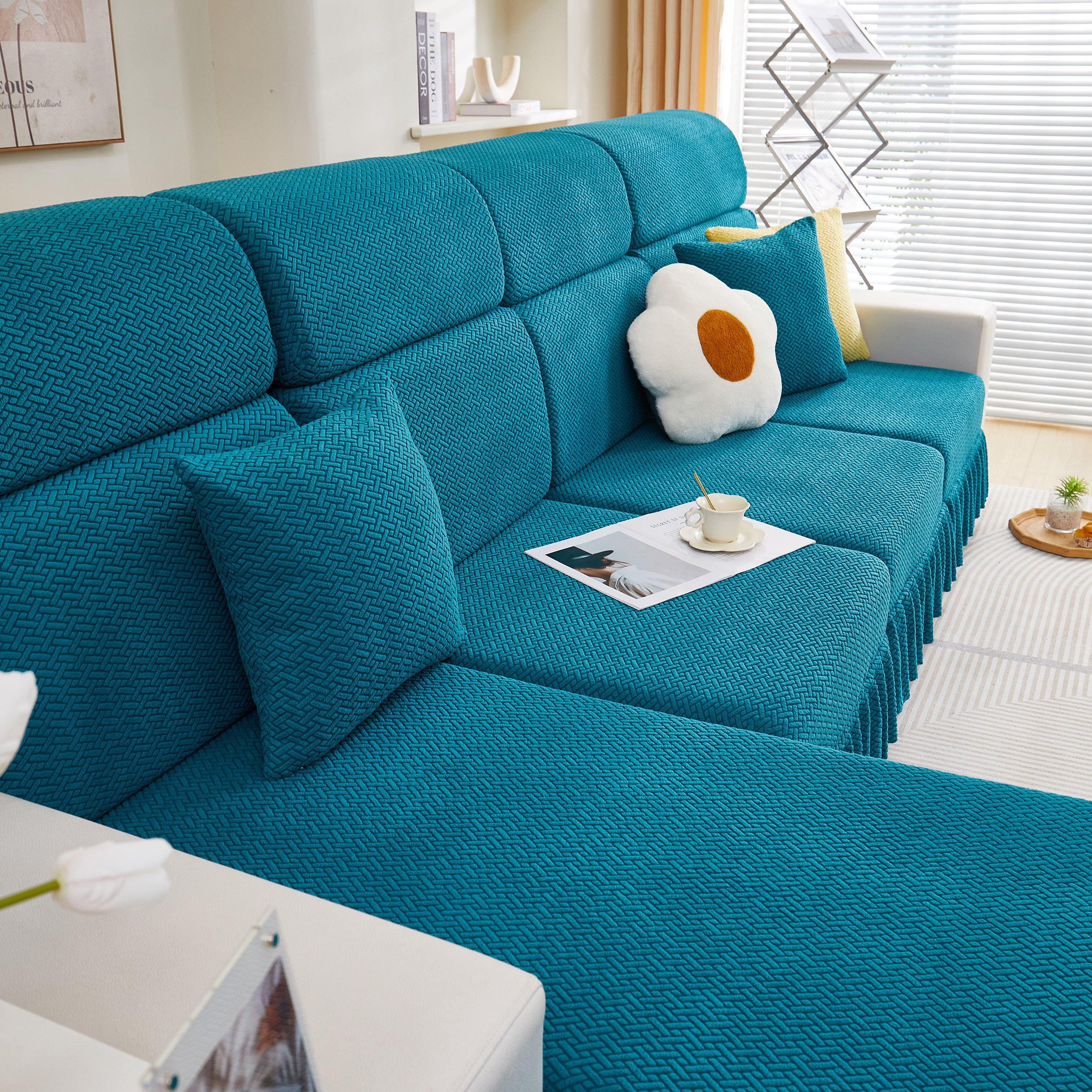 Tailored Sofa Cushion Covers Stretch Couch Seat Covers  With Skirt For Sectional Sofas