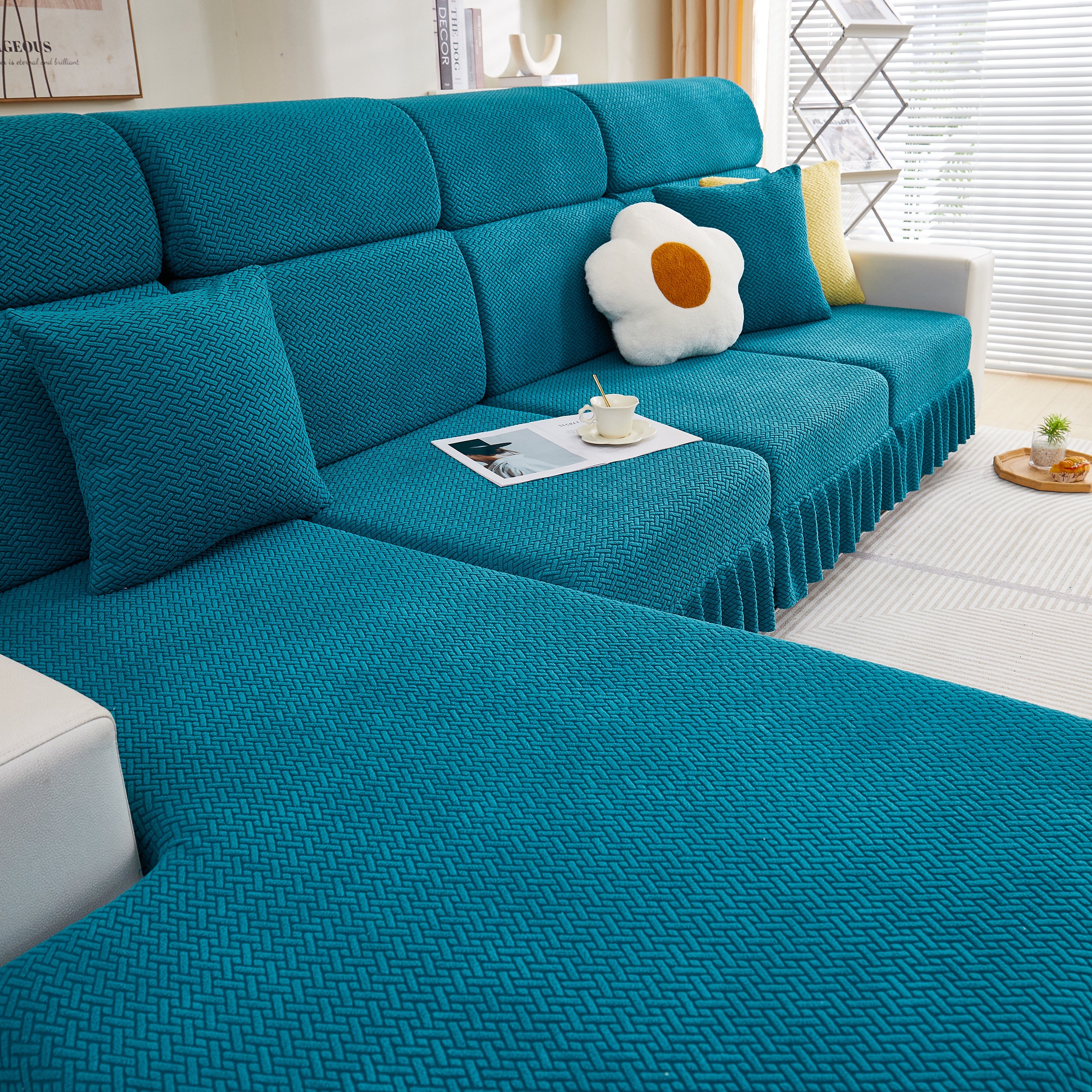 Tailored Sofa Cushion Covers Stretch Couch Seat Covers  With Skirt For Sectional Sofas