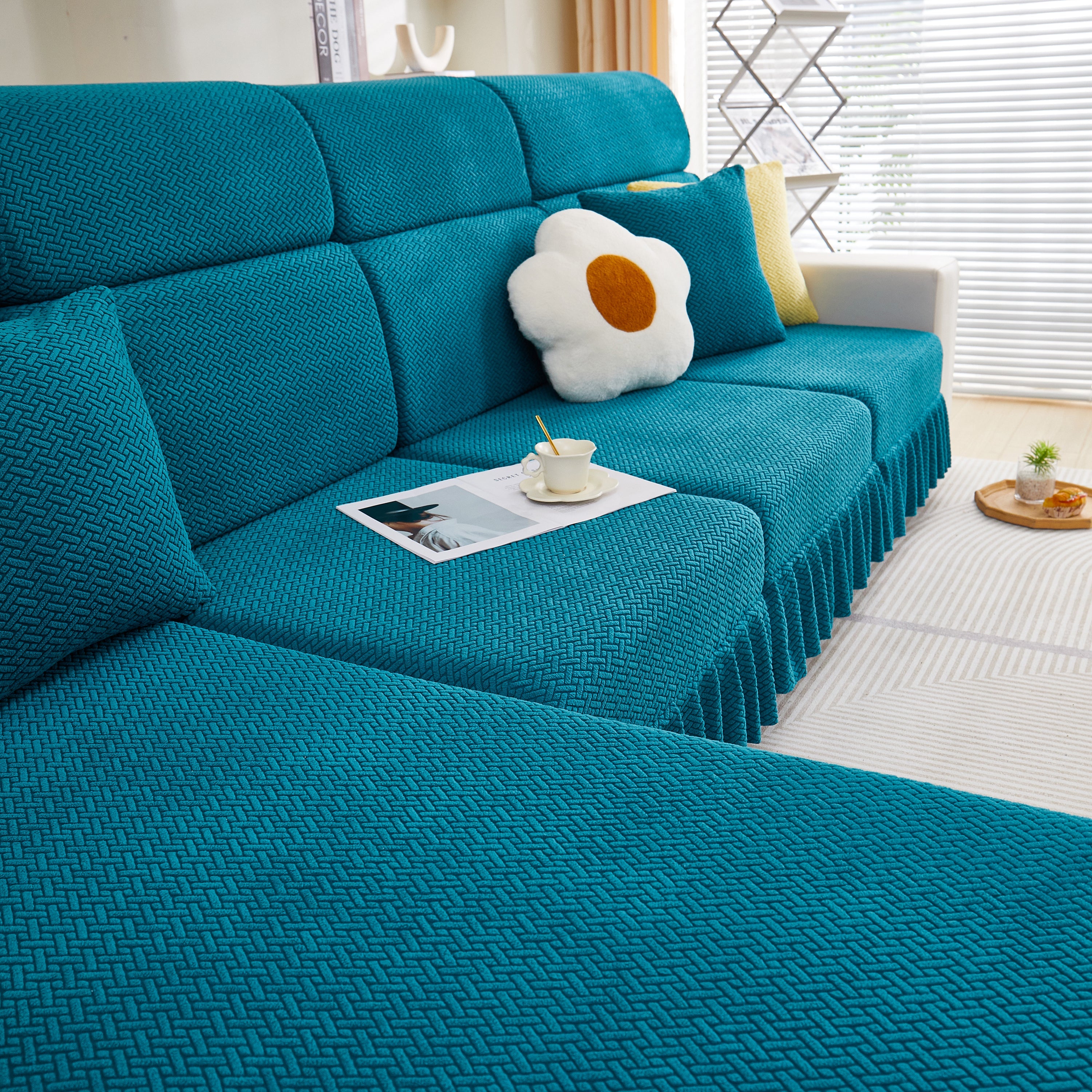 Tailored Sofa Cushion Covers Stretch Couch Seat Covers  With Skirt For Sectional Sofas