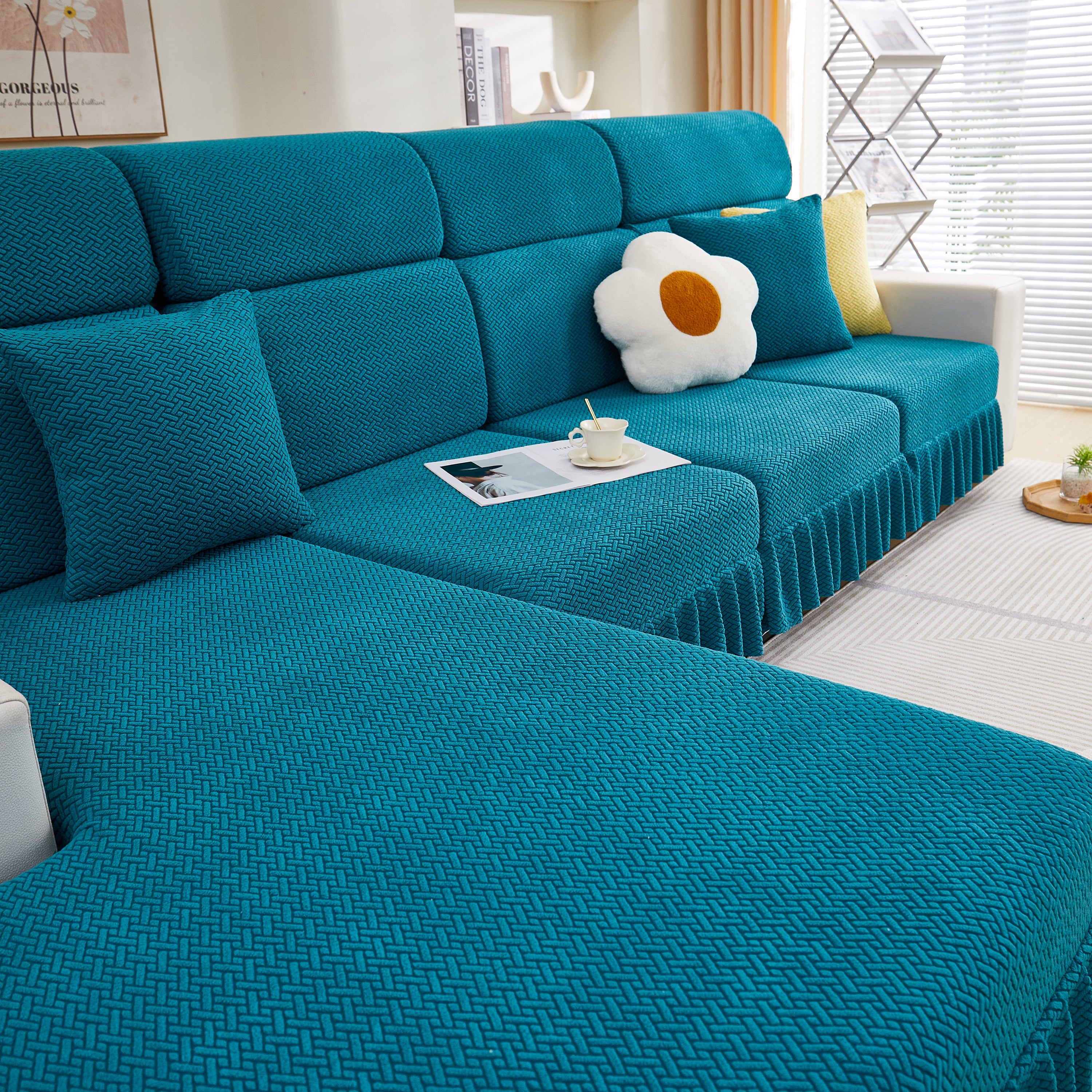 Tailored Sofa Cushion Covers Stretch Couch Seat Covers  With Skirt For Sectional Sofas