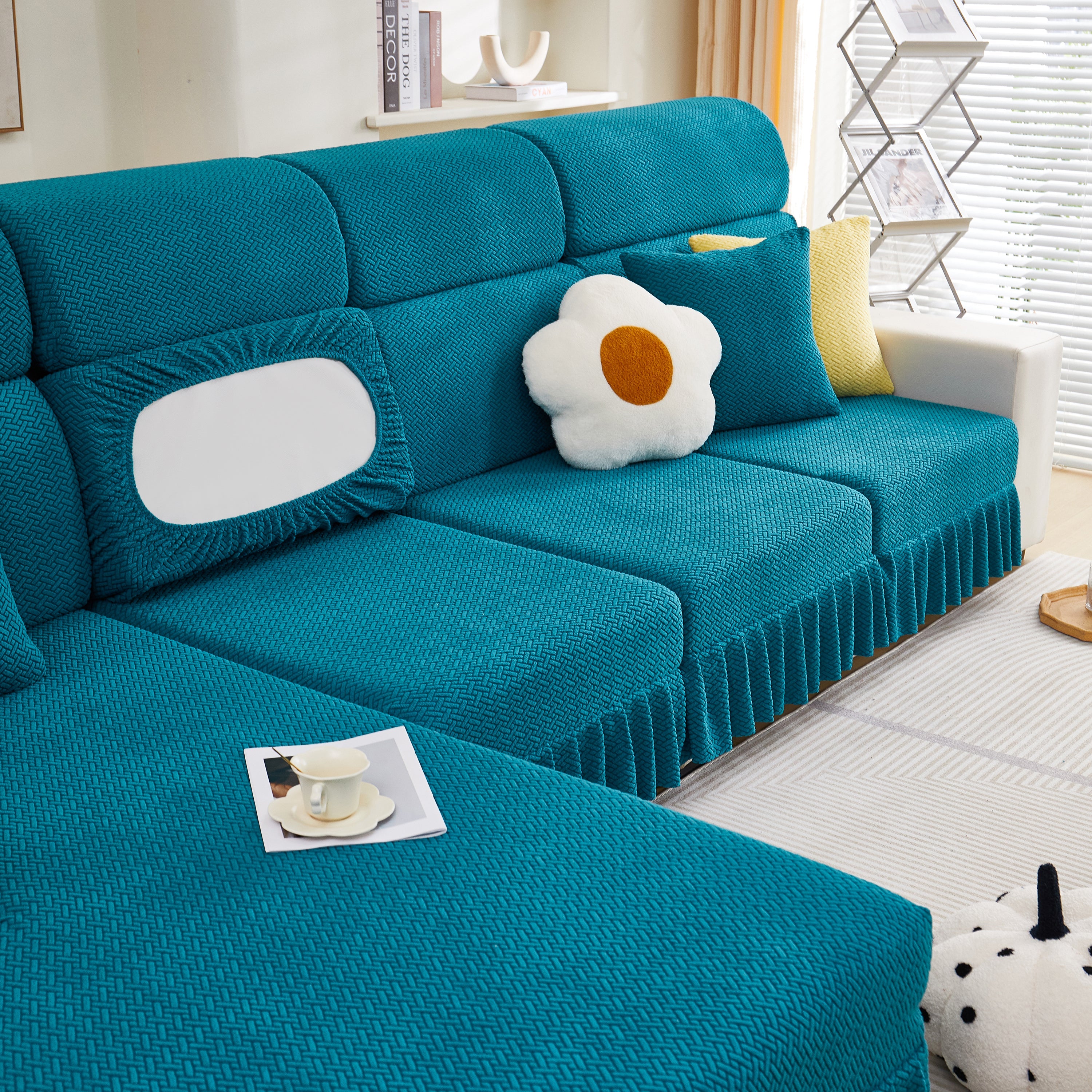 Tailored Sofa Cushion Covers Stretch Couch Seat Covers  With Skirt For Sectional Sofas