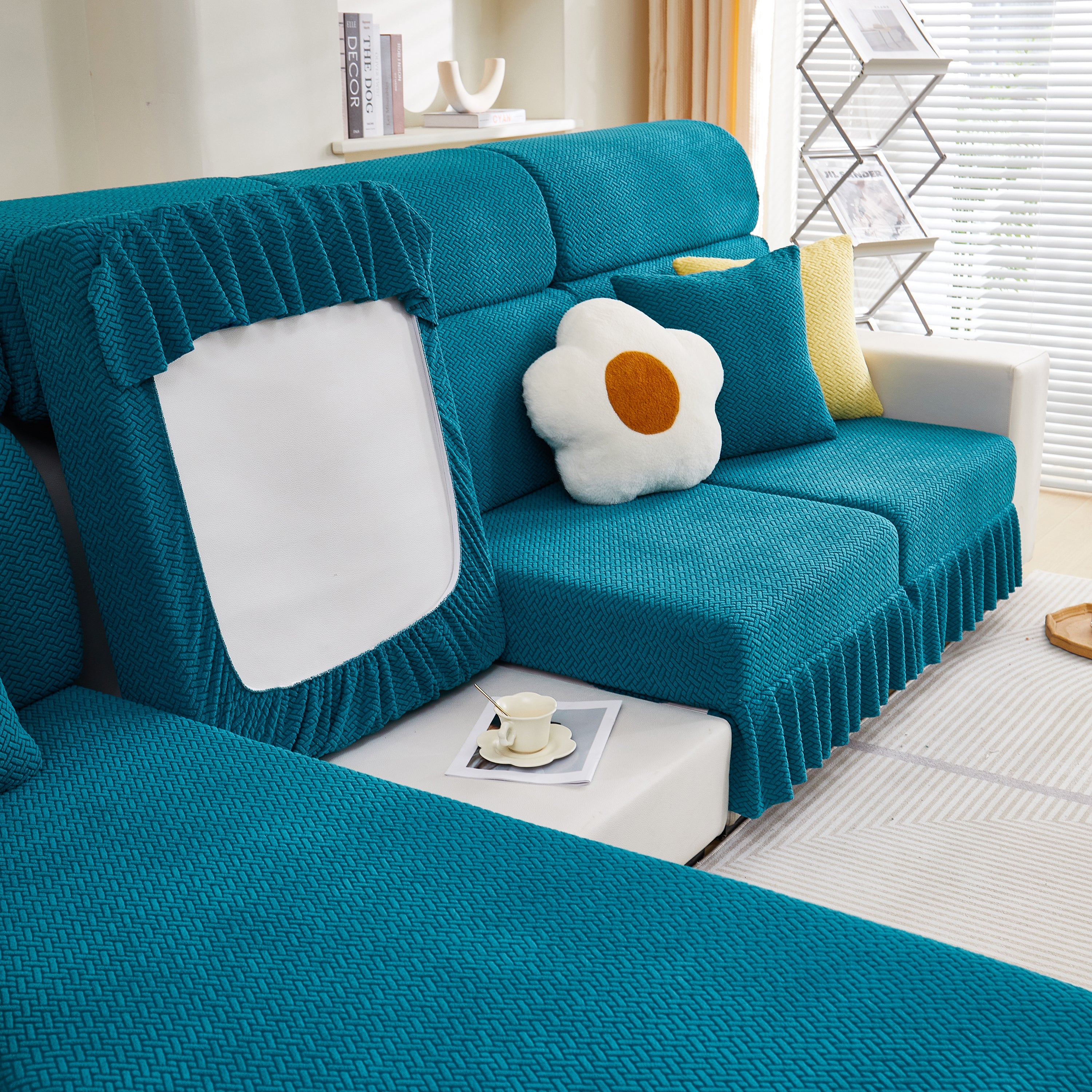Tailored Sofa Cushion Covers Stretch Couch Seat Covers  With Skirt For Sectional Sofas