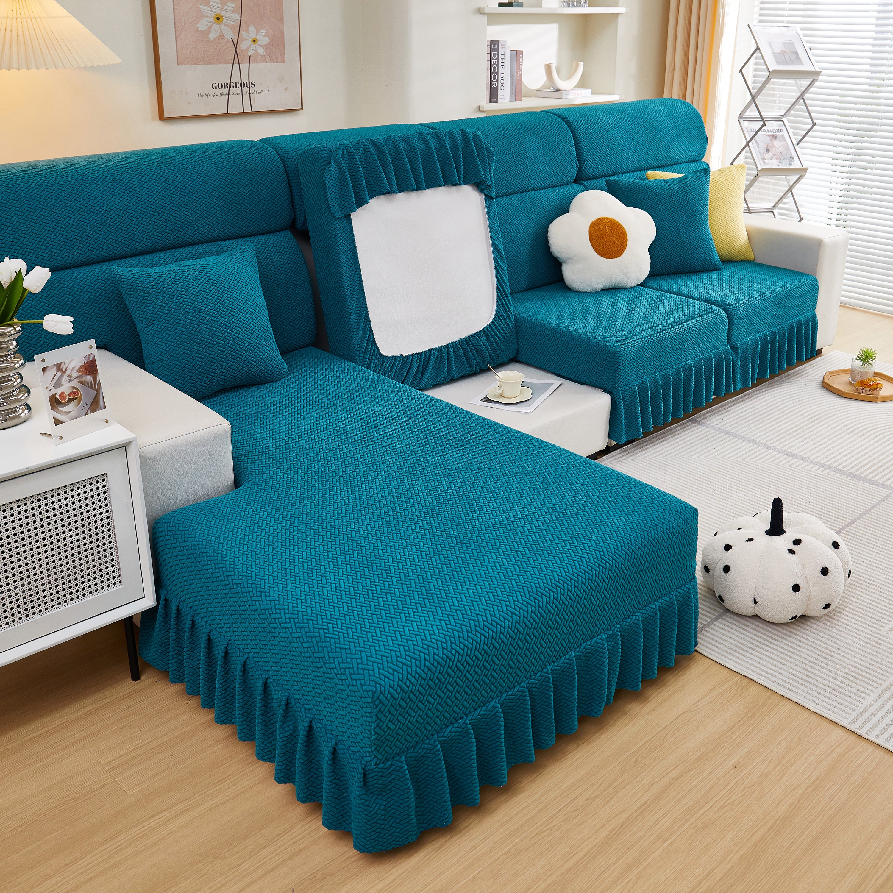 Tailored Sofa Cushion Covers Stretch Couch Seat Covers  With Skirt For Sectional Sofas