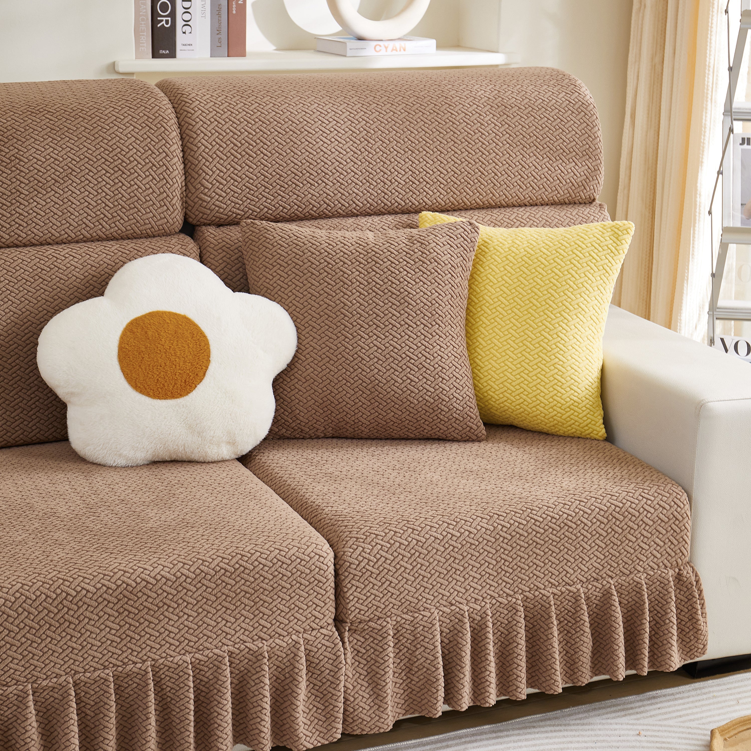 Tailored Sofa Cushion Covers Stretch Couch Seat Covers  With Skirt For Sectional Sofas