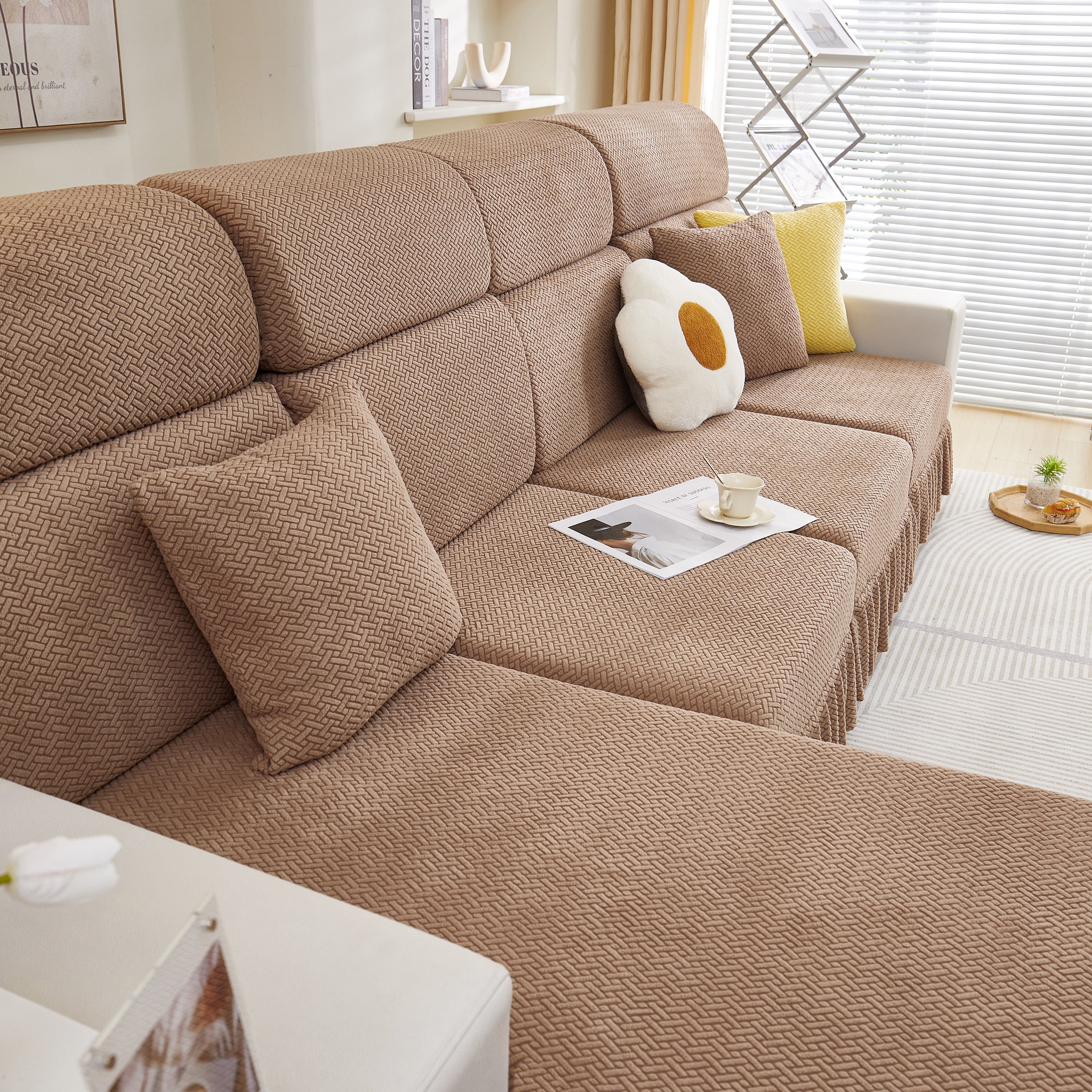 Tailored Sofa Cushion Covers Stretch Couch Seat Covers  With Skirt For Sectional Sofas