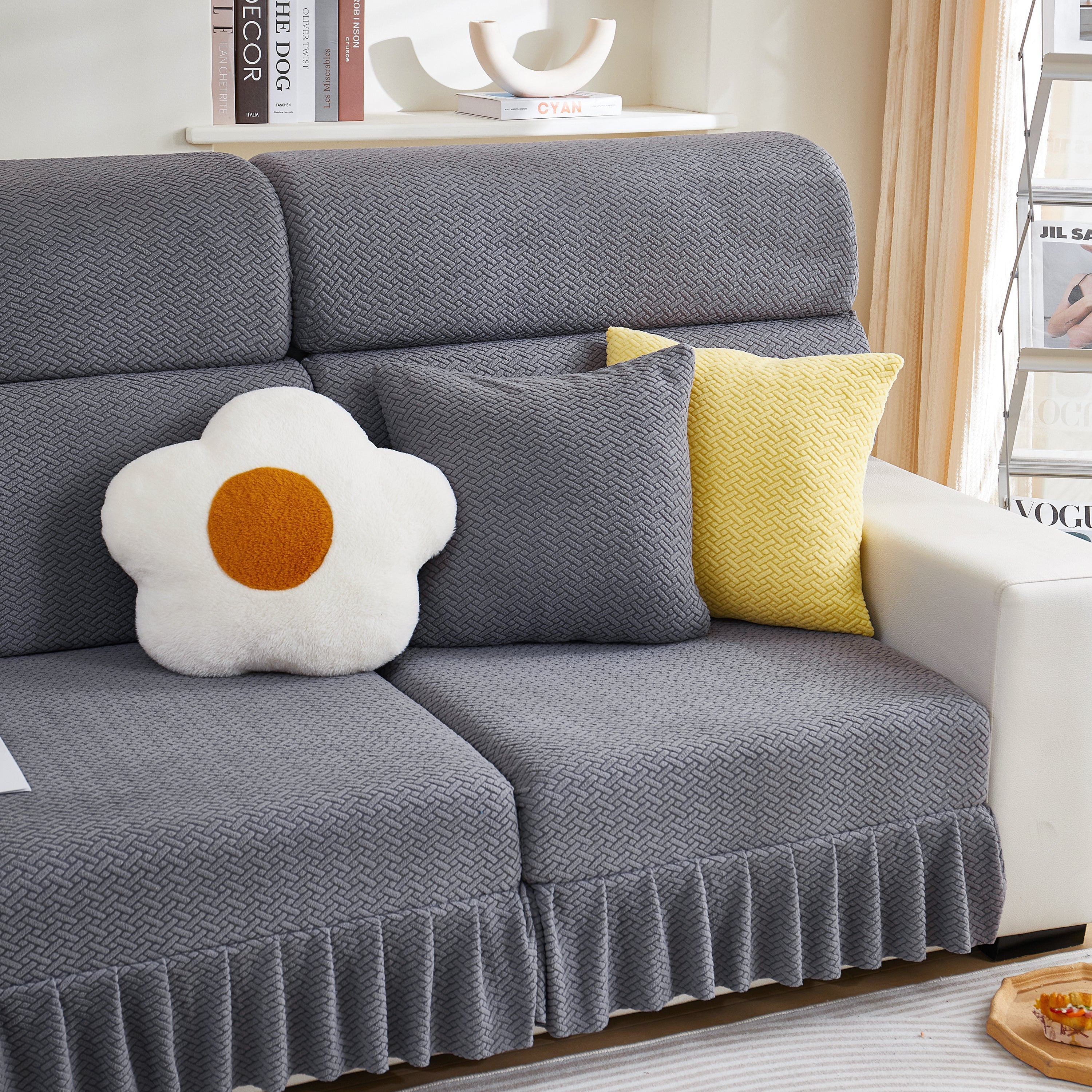 Tailored Sofa Cushion Covers Stretch Couch Seat Covers  With Skirt For Sectional Sofas