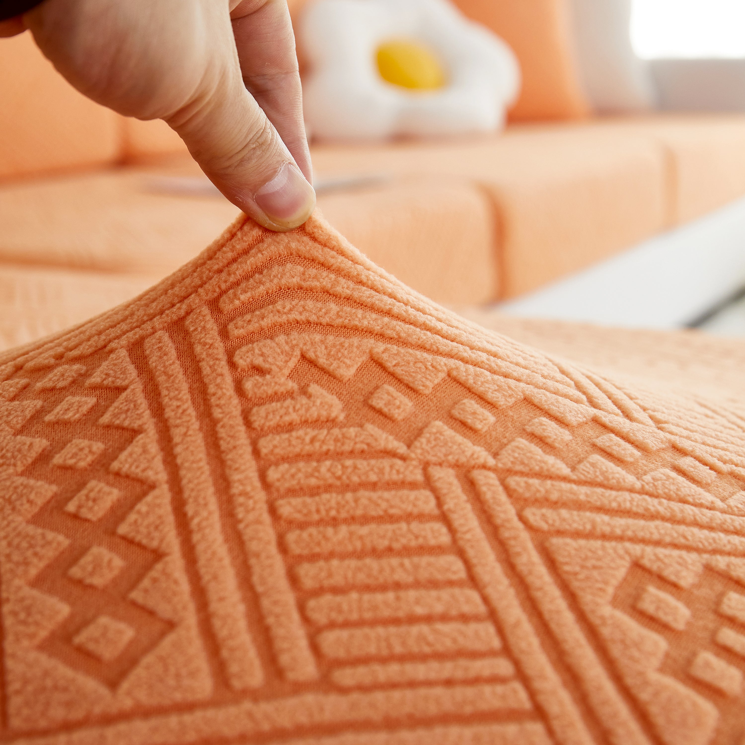 Stretch Jacquard Fleece Settee Cushion Covers, Stylish Non Slip Couch Cushion Covers For Sectional Sofas
