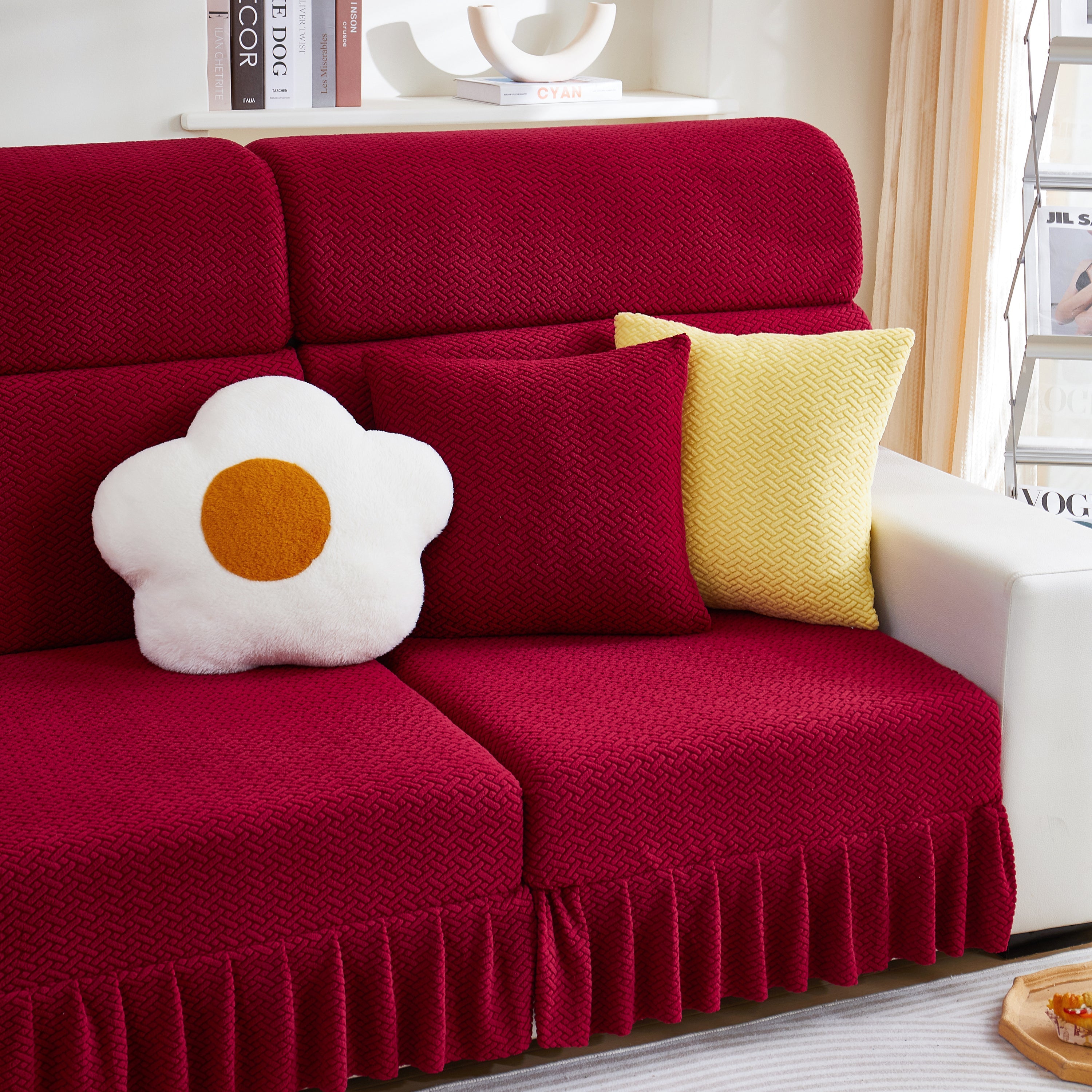 Tailored Sofa Cushion Covers Stretch Couch Seat Covers  With Skirt For Sectional Sofas