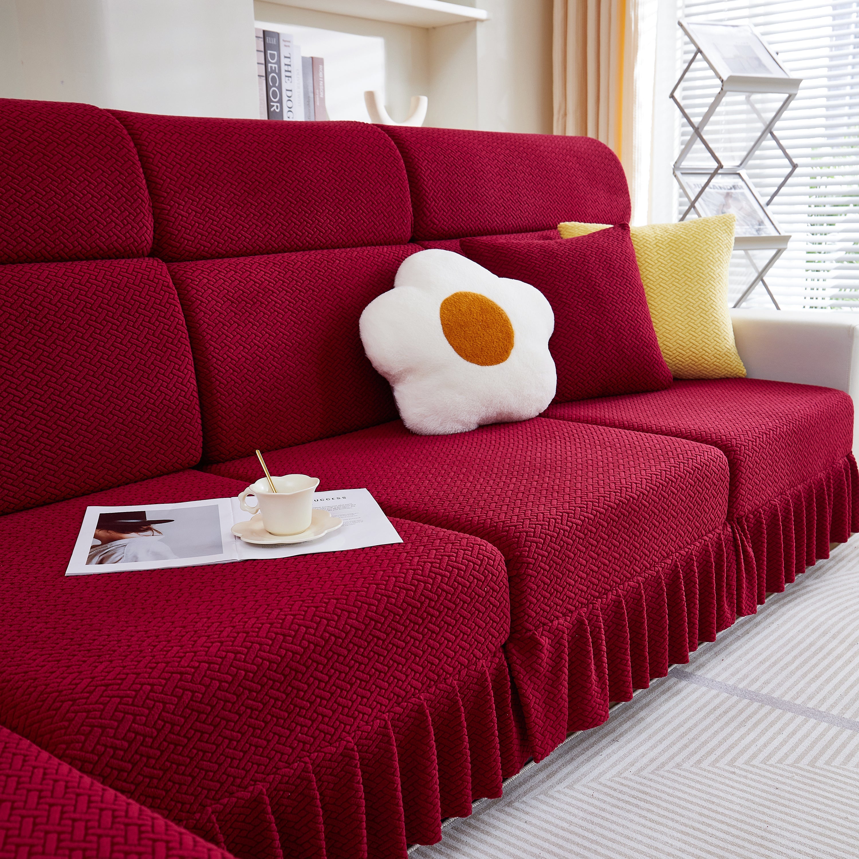 Tailored Sofa Cushion Covers Stretch Couch Seat Covers  With Skirt For Sectional Sofas