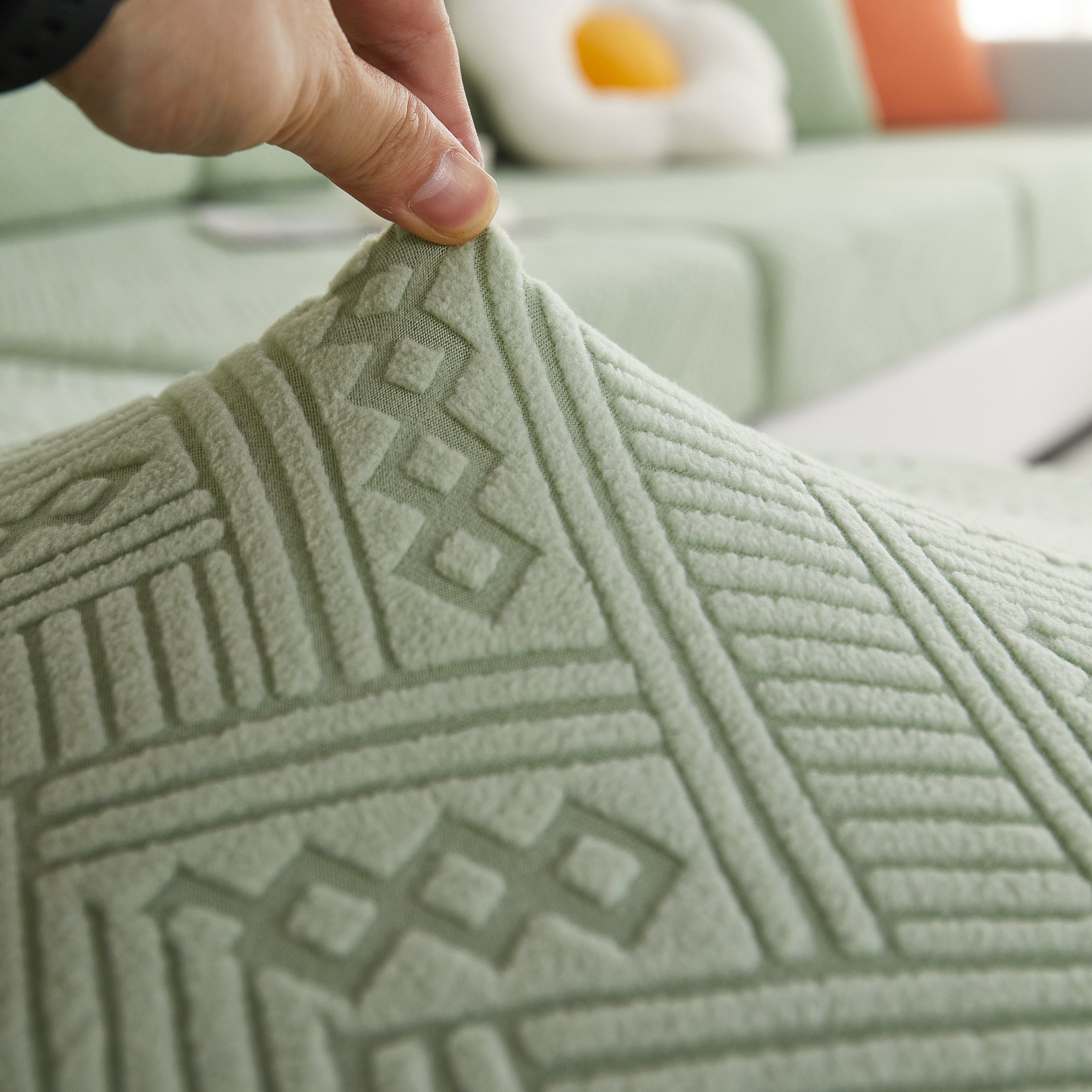 Stretch Jacquard Fleece Settee Cushion Covers, Stylish Non Slip Couch Cushion Covers For Sectional Sofas