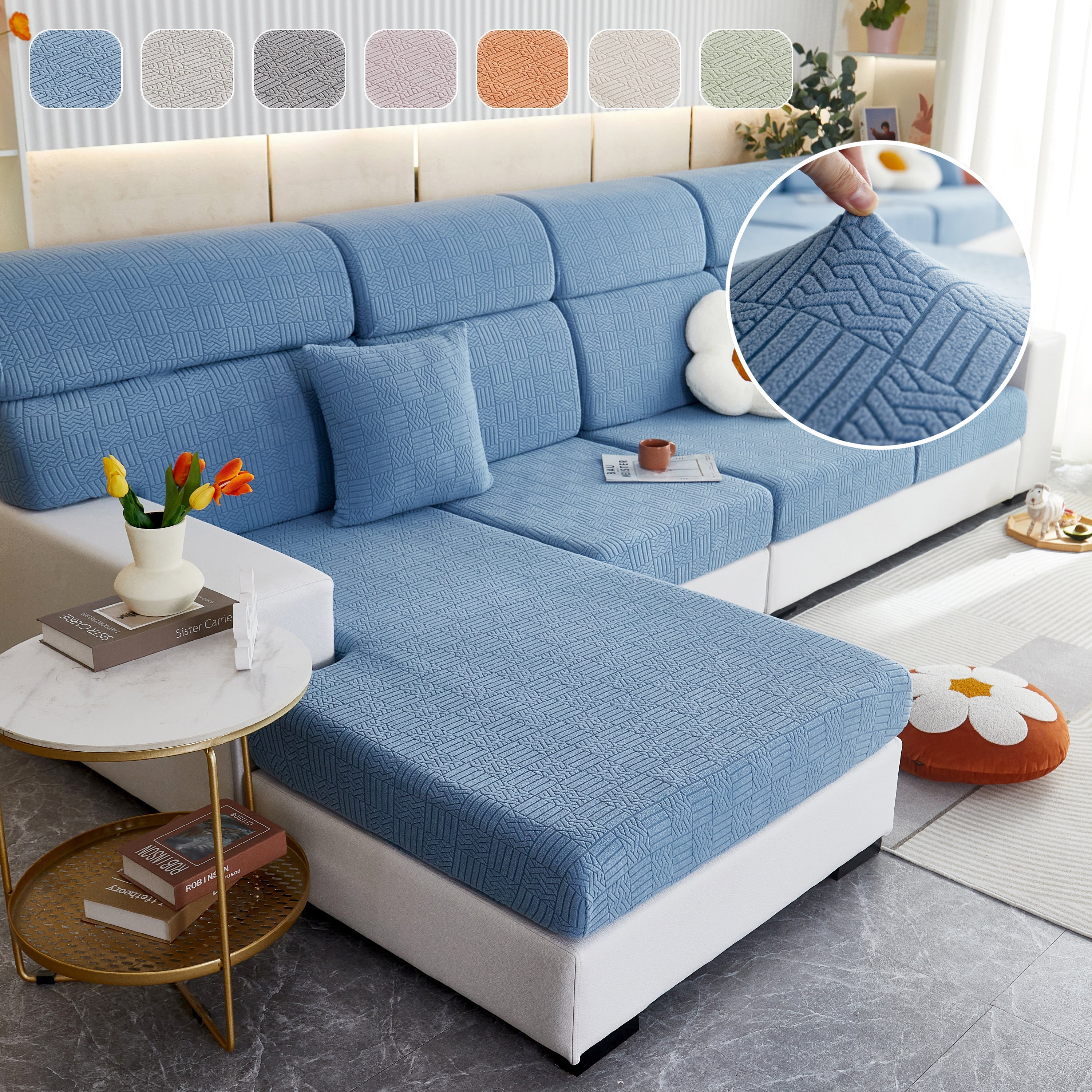 Stretchable Jacquard Fleece Sofa Cover Non-slip Pet Furniture Protector Recliner And Cushion Slipcovers