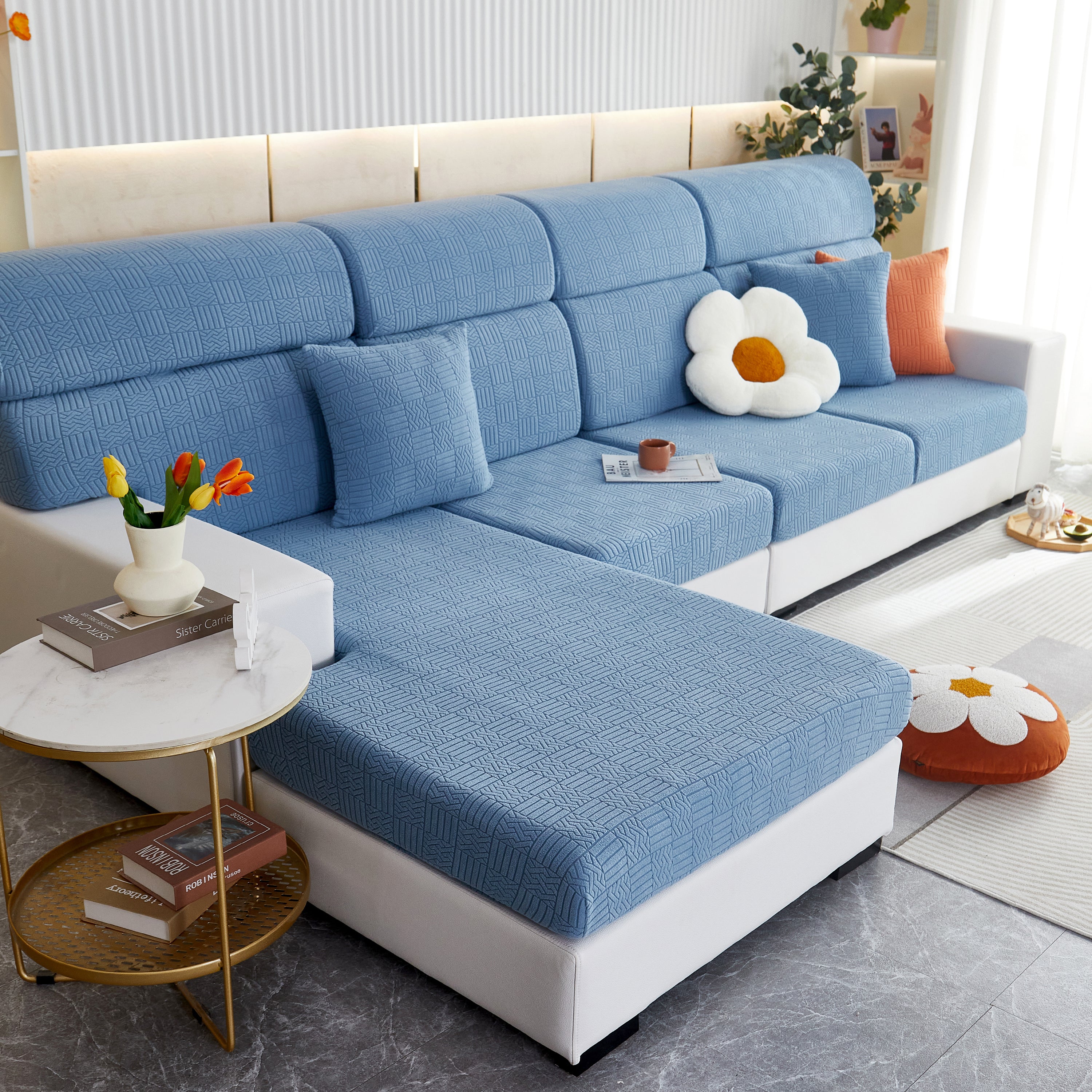 Stretchable Jacquard Fleece Sofa Cover Non-slip Pet Furniture Protector Recliner And Cushion Slipcovers