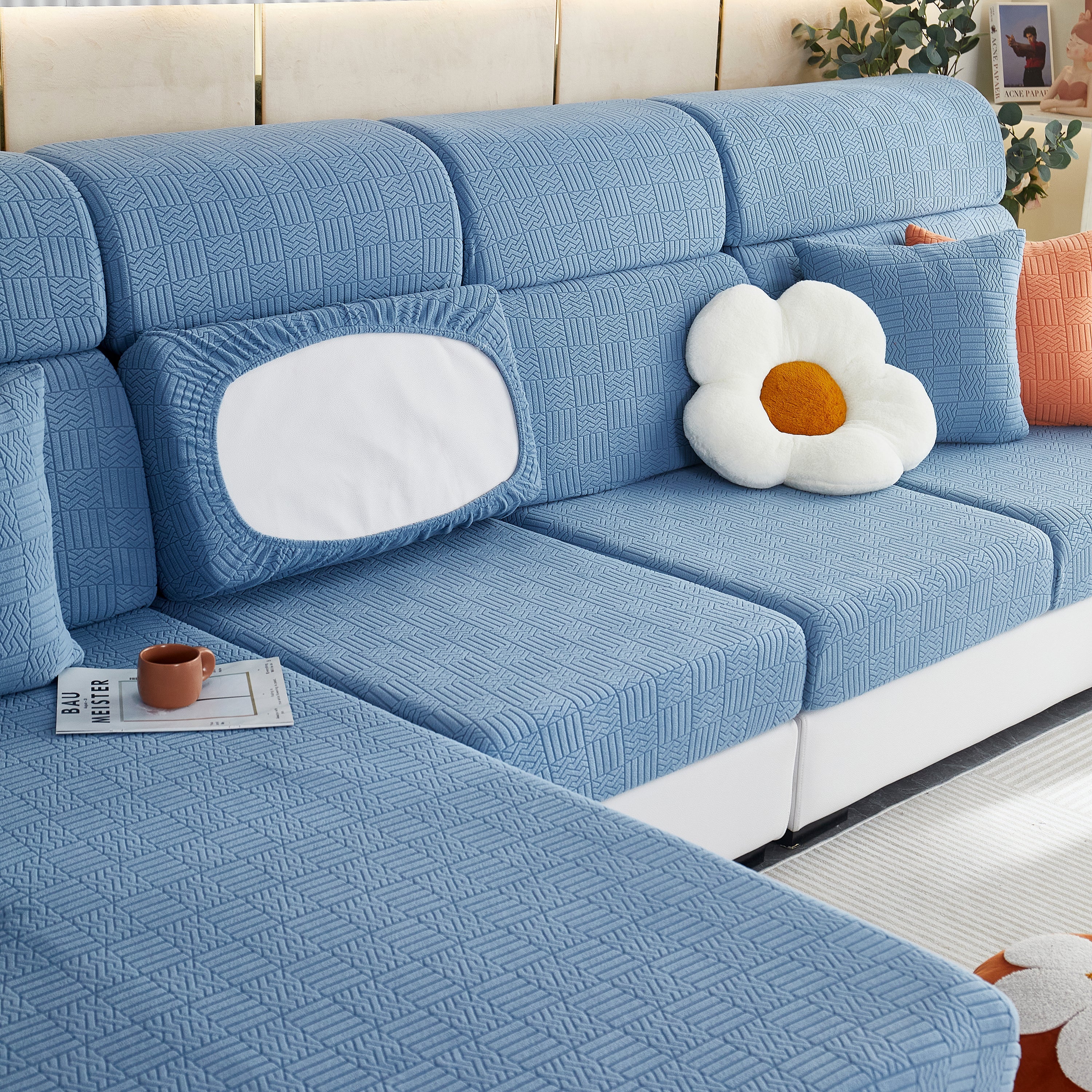 Stretchable Jacquard Fleece Sofa Cover Non-slip Pet Furniture Protector Recliner And Cushion Slipcovers