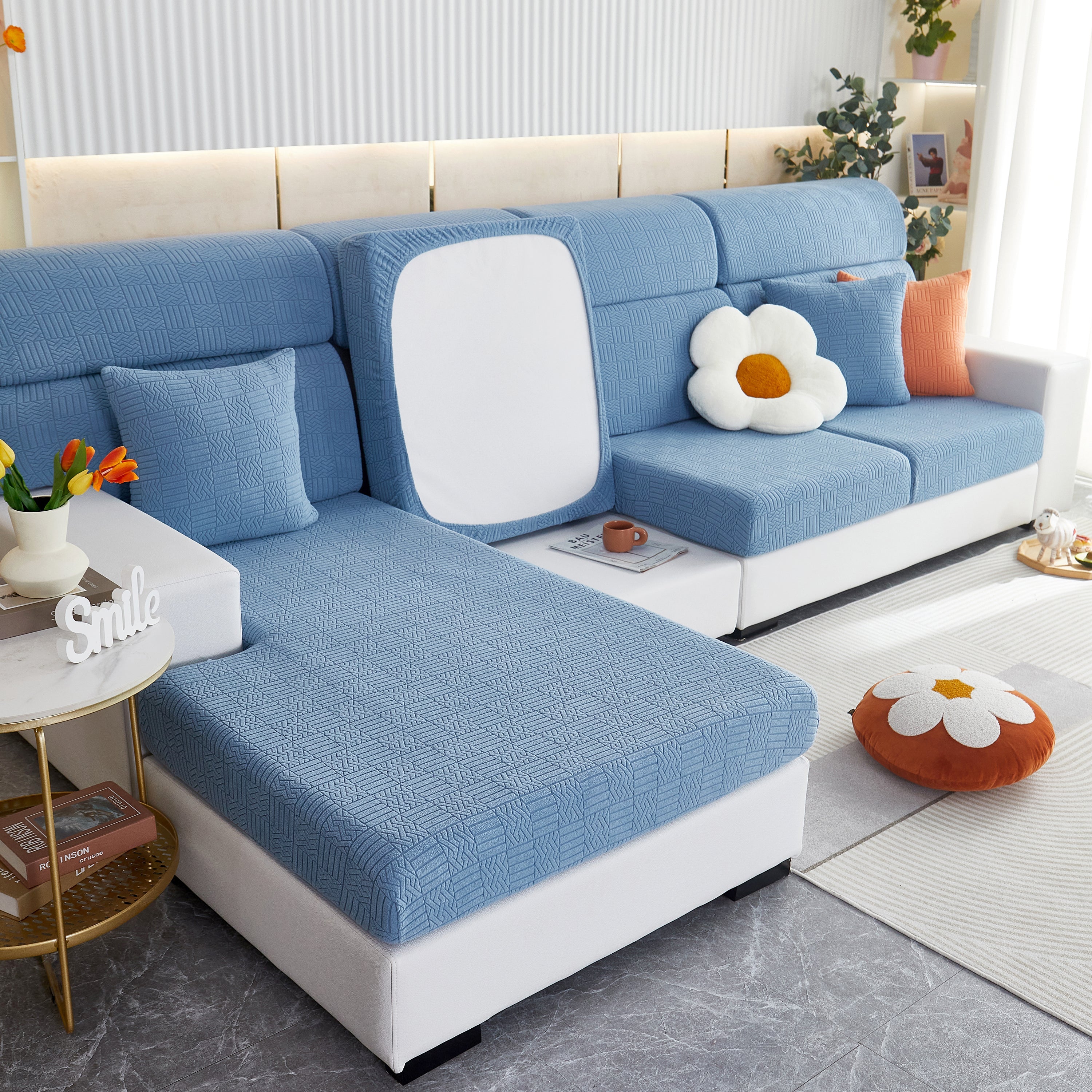 Stretchable Jacquard Fleece Sofa Cover Non-slip Pet Furniture Protector Recliner And Cushion Slipcovers
