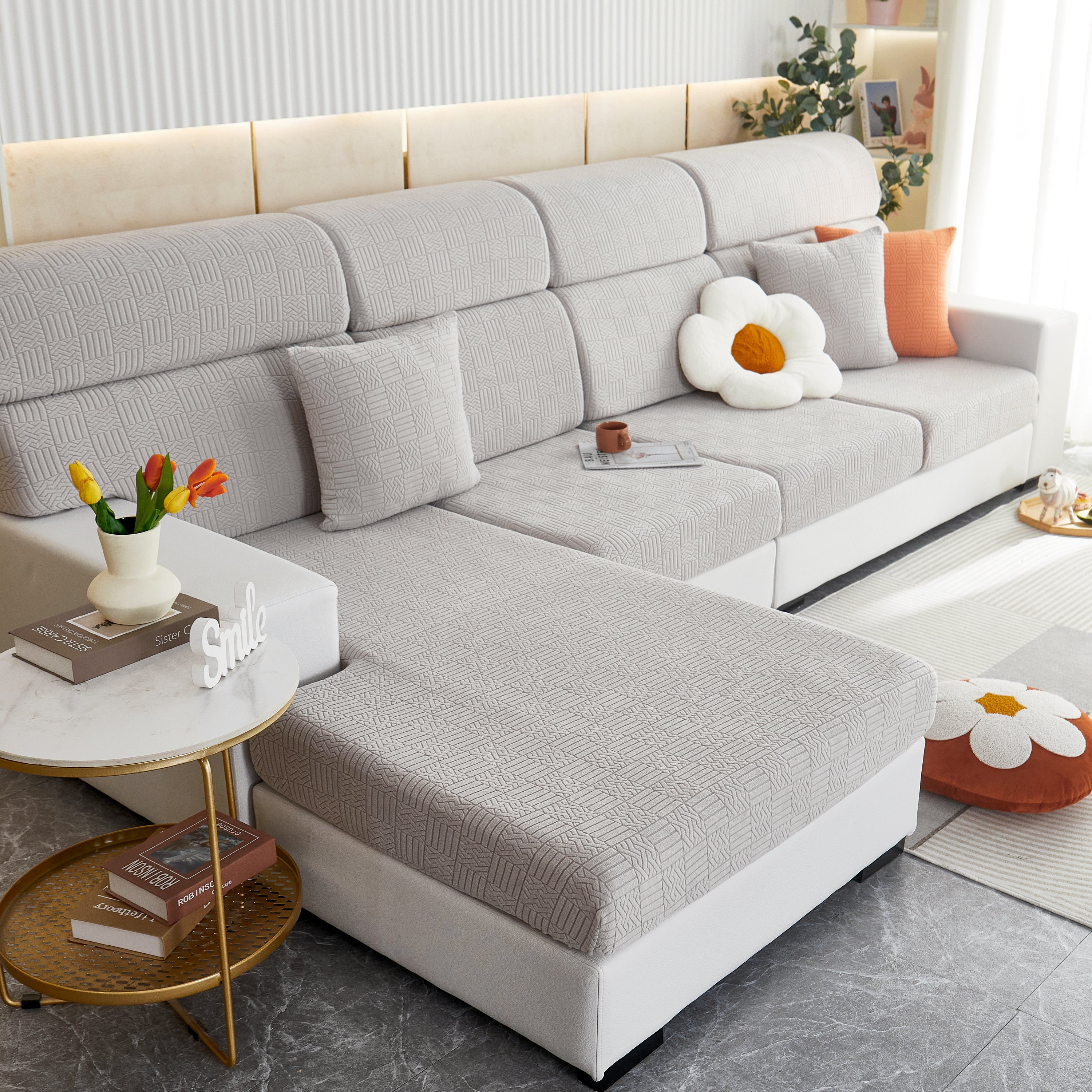 Stretchable Jacquard Fleece Sofa Cover Non-slip Pet Furniture Protector Recliner And Cushion Slipcovers