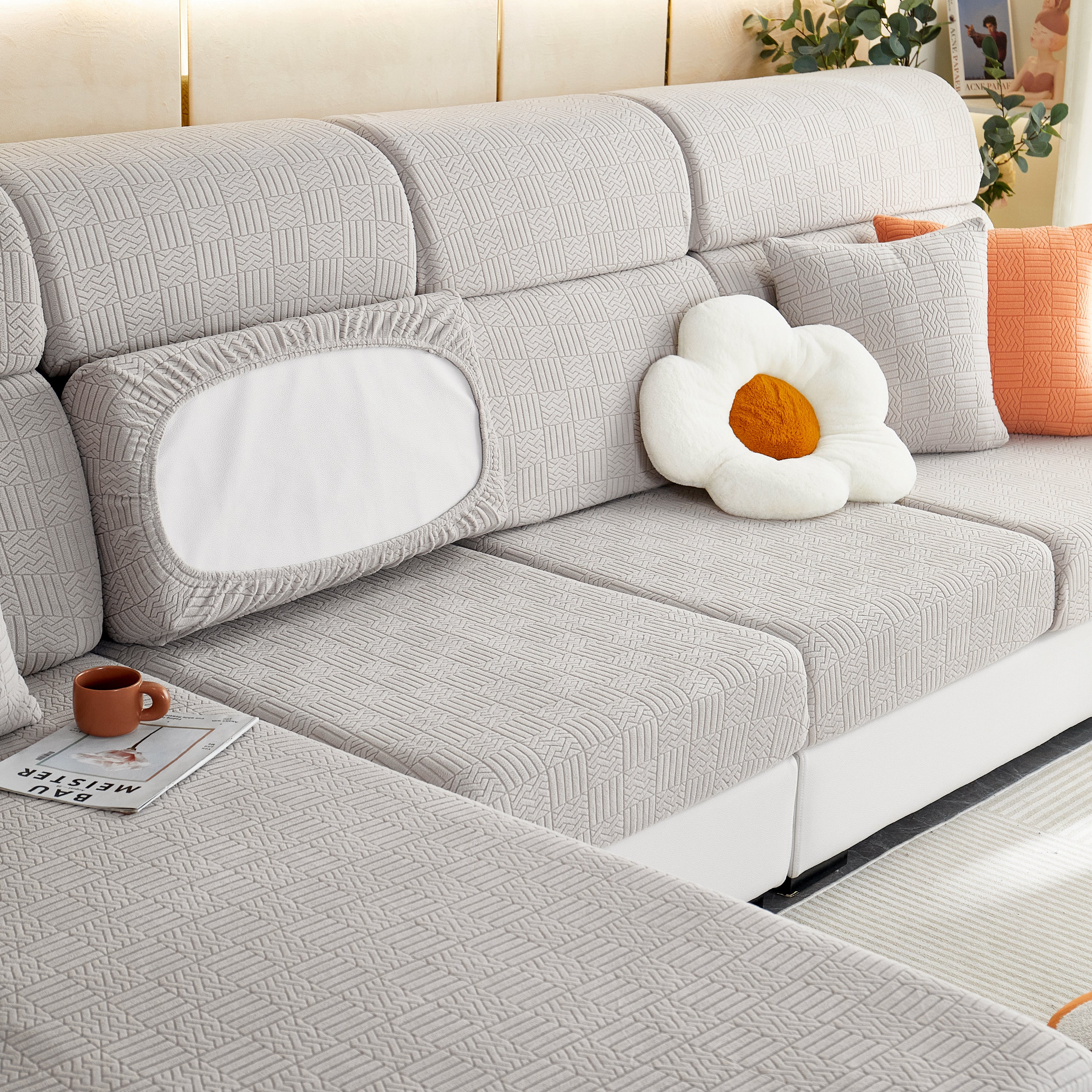 Stretchable Jacquard Fleece Sofa Cover Non-slip Pet Furniture Protector Recliner And Cushion Slipcovers