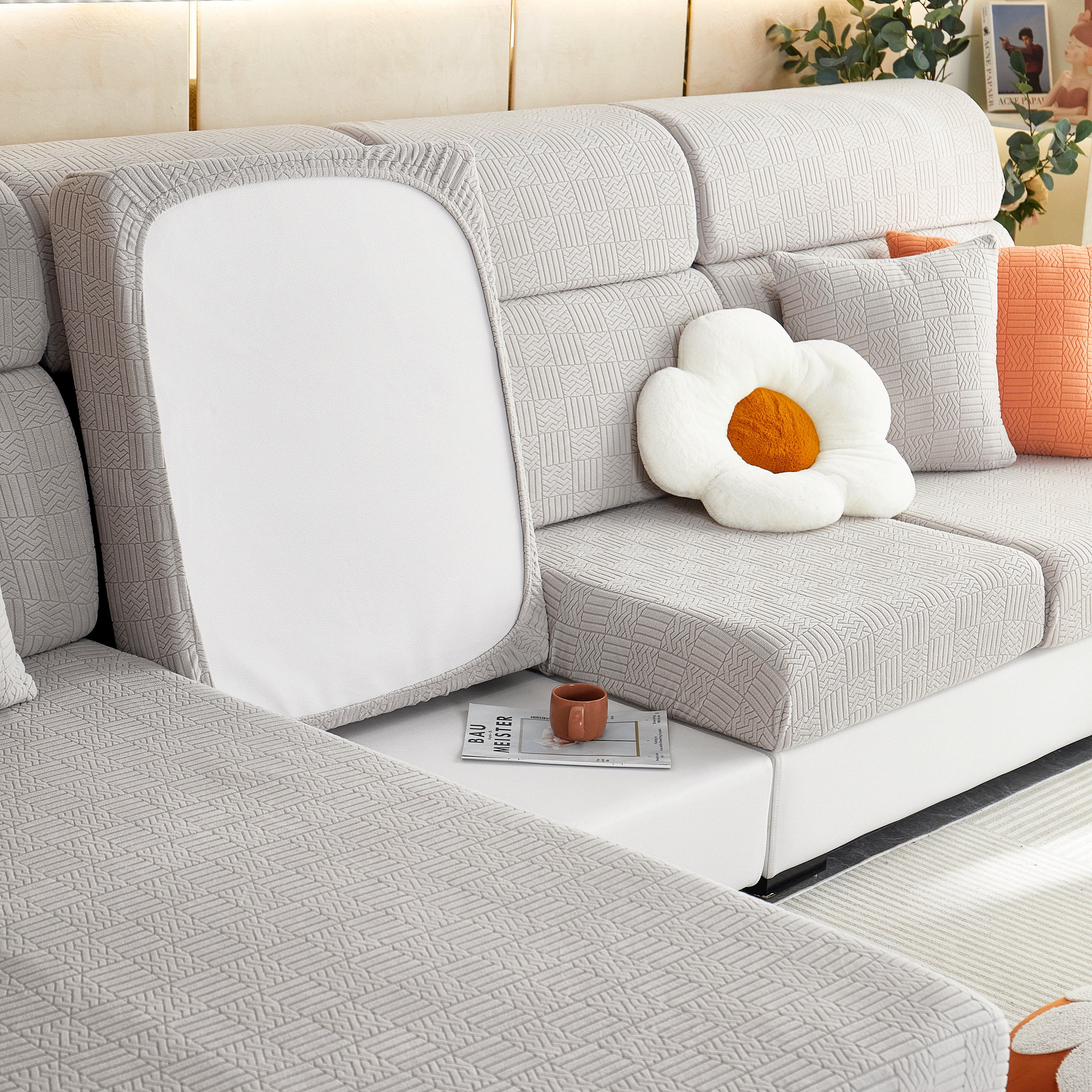 Stretchable Jacquard Fleece Sofa Cover Non-slip Pet Furniture Protector Recliner And Cushion Slipcovers