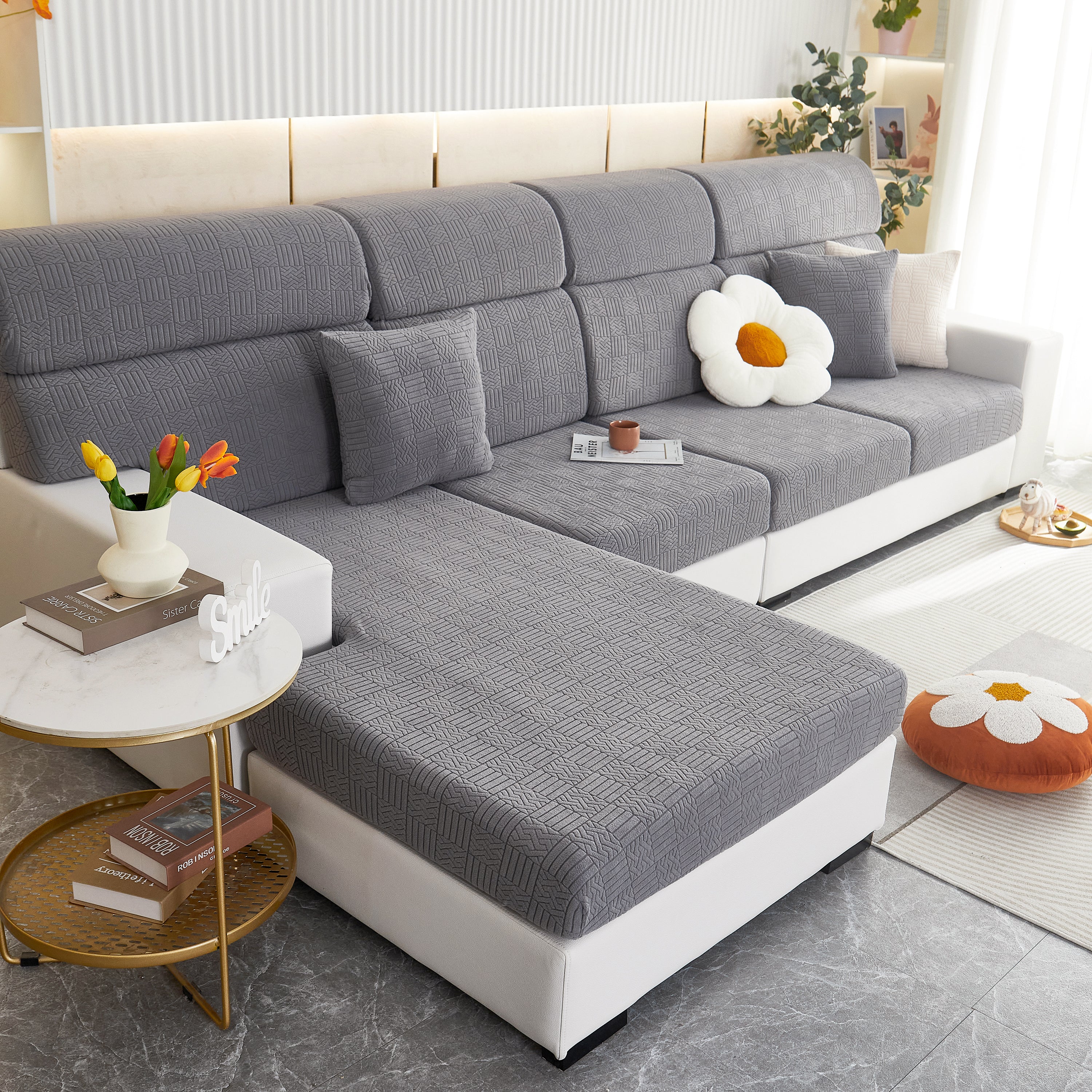 Stretchable Jacquard Fleece Sofa Cover Non-slip Pet Furniture Protector Recliner And Cushion Slipcovers
