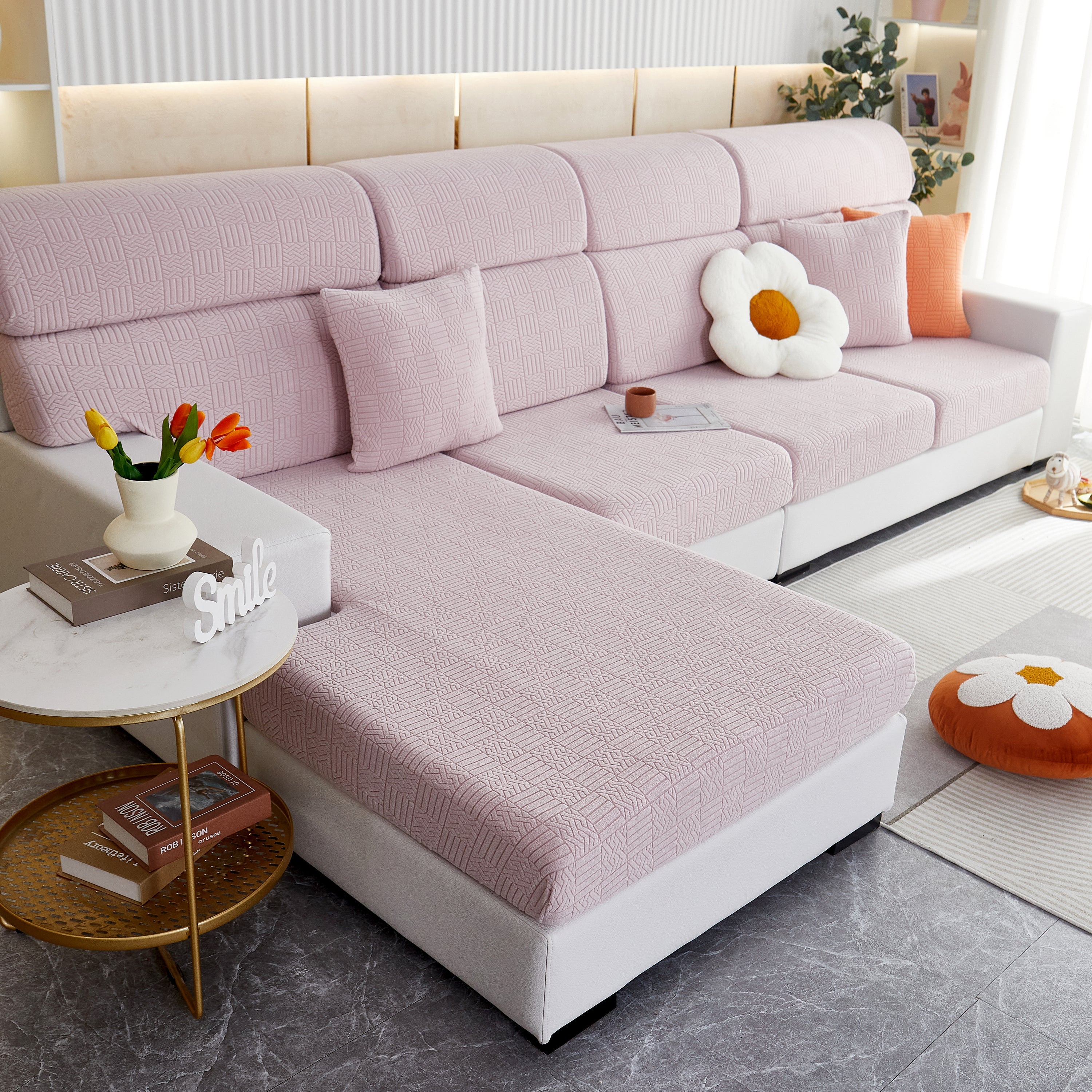 Stretchable Jacquard Fleece Sofa Cover Non-slip Pet Furniture Protector Recliner And Cushion Slipcovers