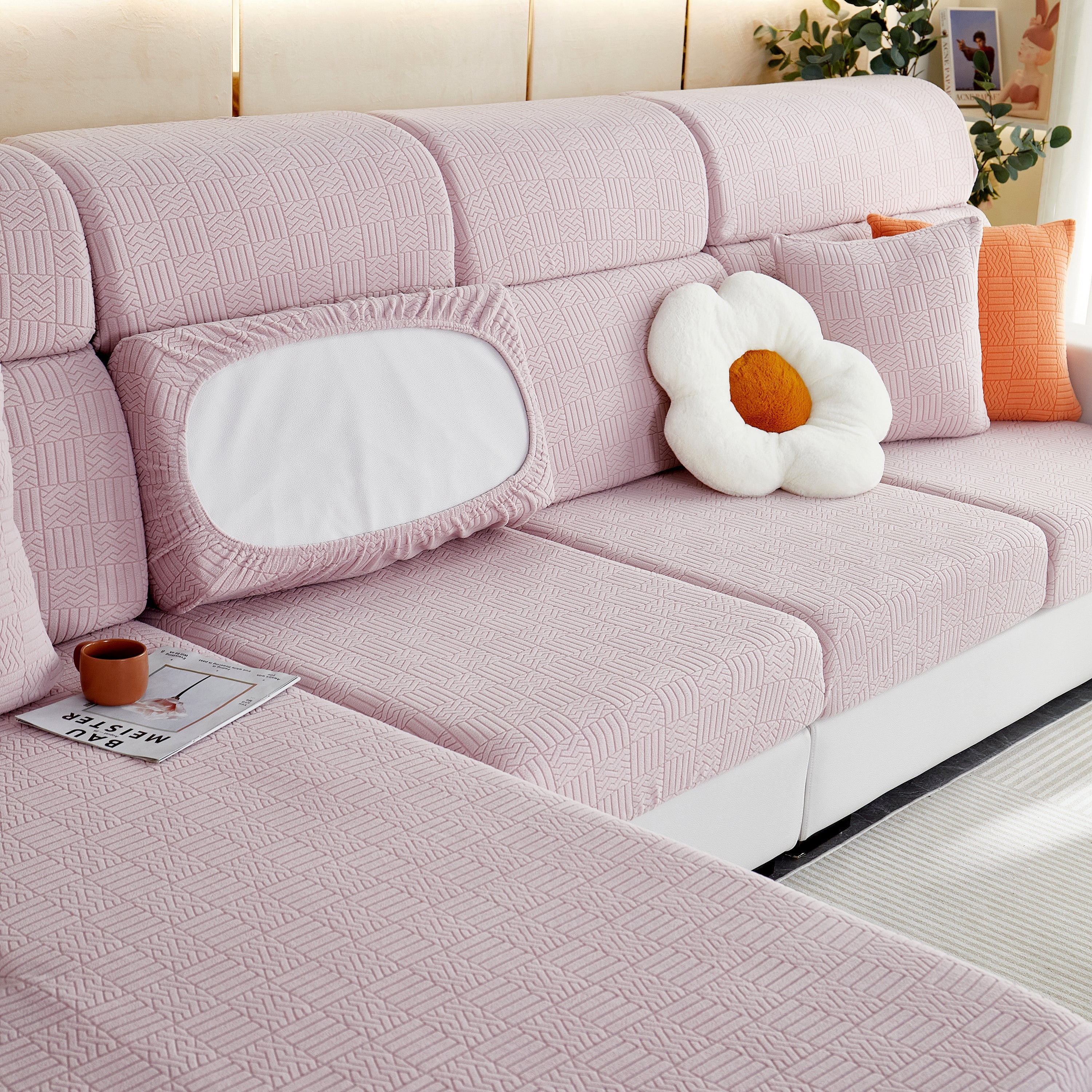 Stretchable Jacquard Fleece Sofa Cover Non-slip Pet Furniture Protector Recliner And Cushion Slipcovers