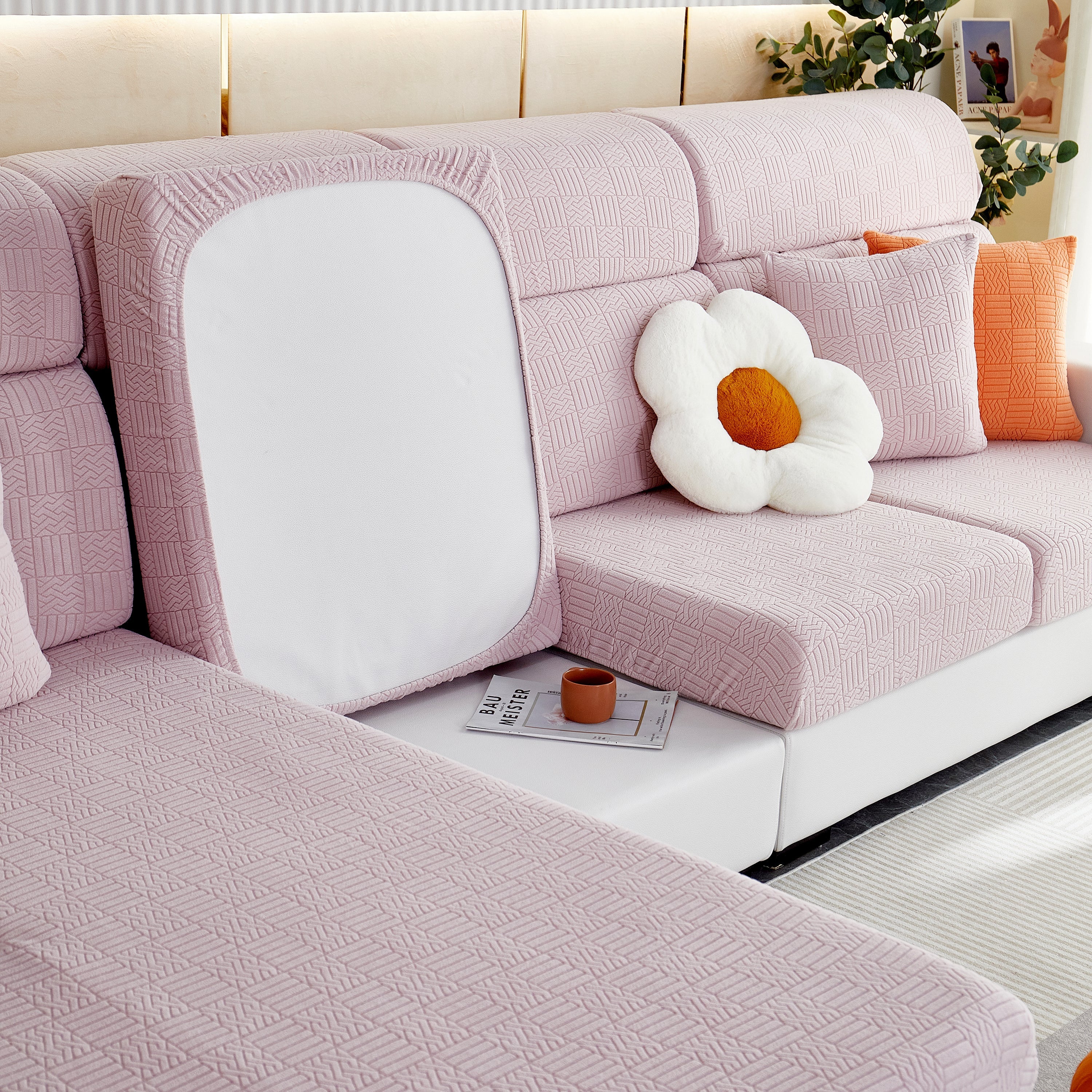 Stretchable Jacquard Fleece Sofa Cover Non-slip Pet Furniture Protector Recliner And Cushion Slipcovers