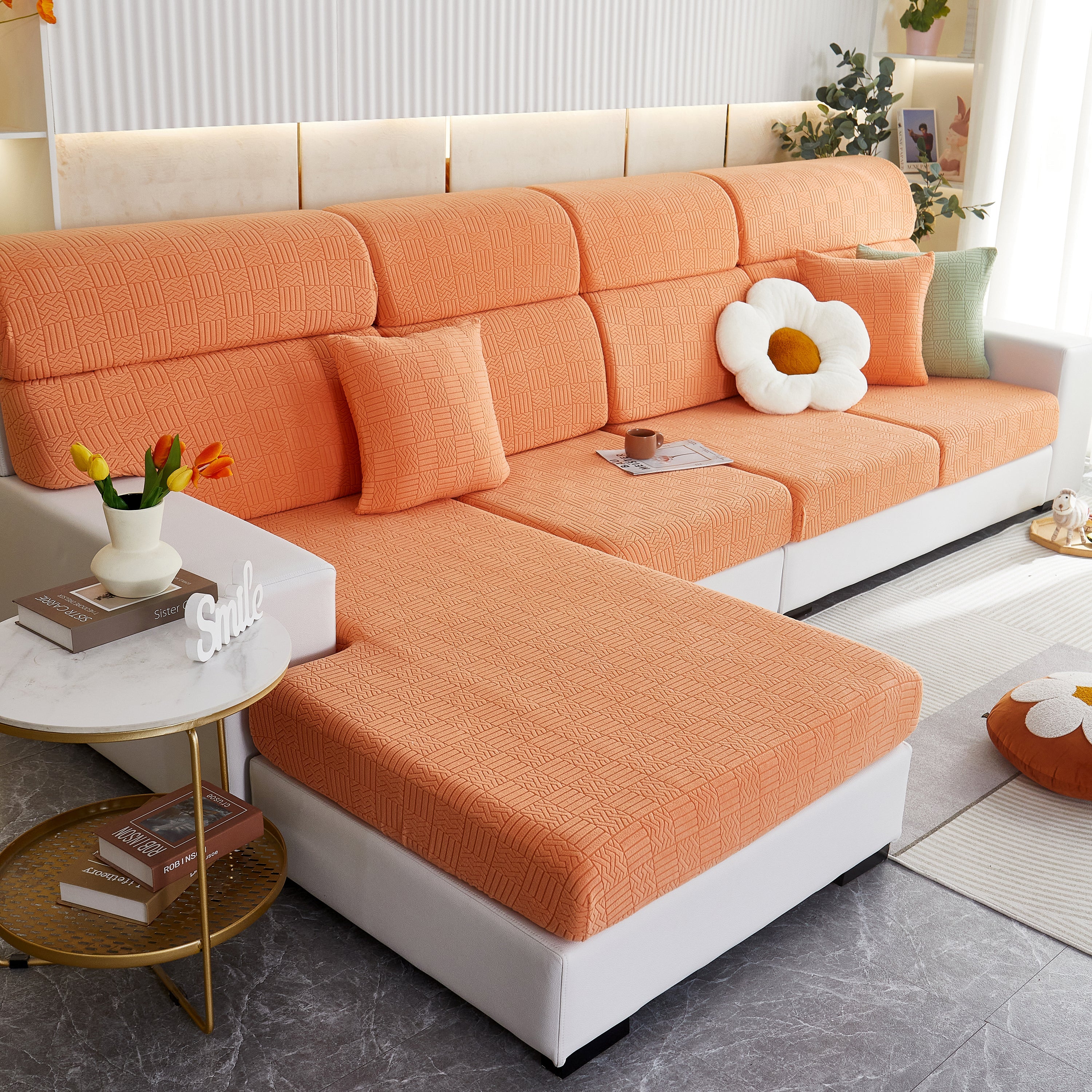 Stretchable Jacquard Fleece Sofa Cover Non-slip Pet Furniture Protector Recliner And Cushion Slipcovers