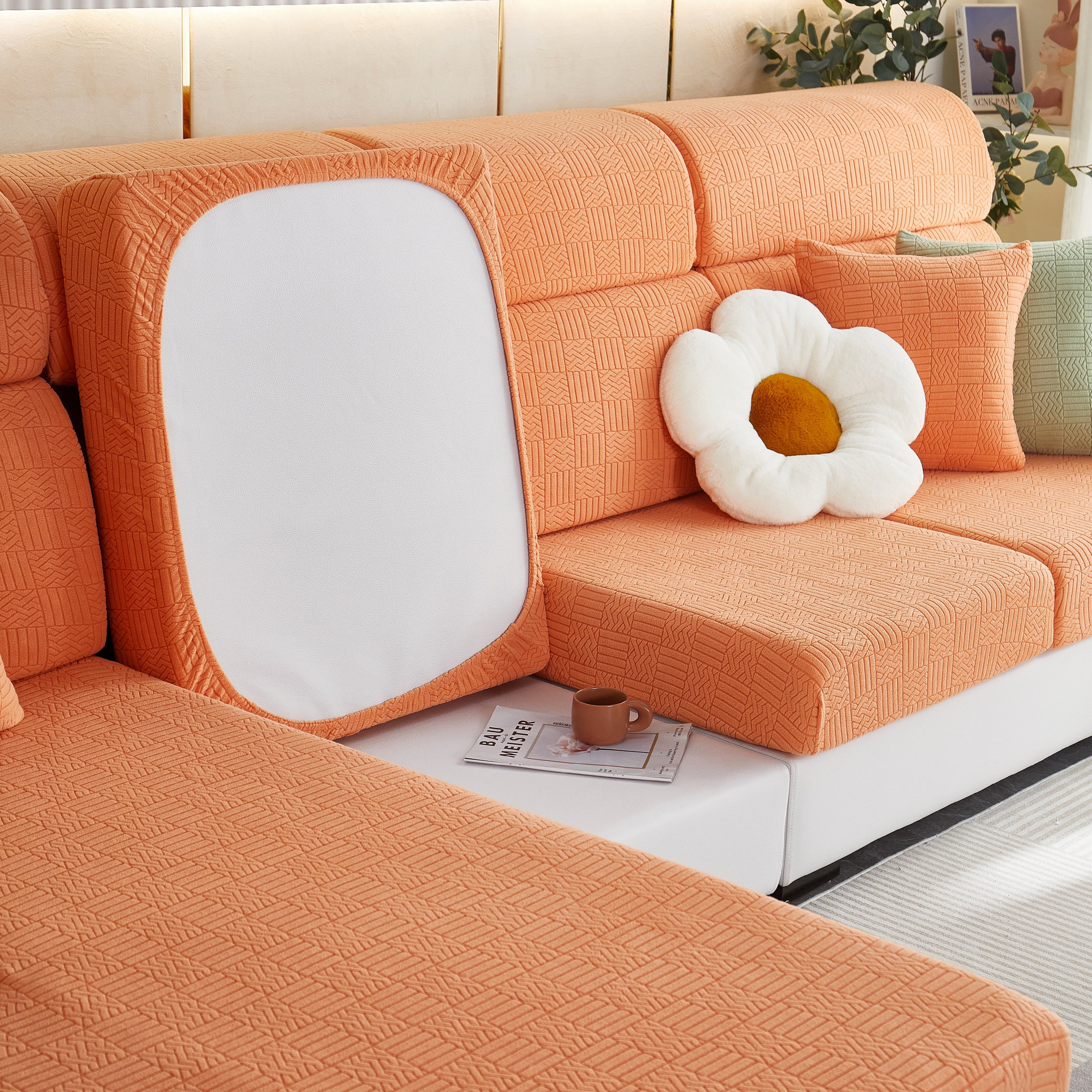 Stretchable Jacquard Fleece Sofa Cover Non-slip Pet Furniture Protector Recliner And Cushion Slipcovers