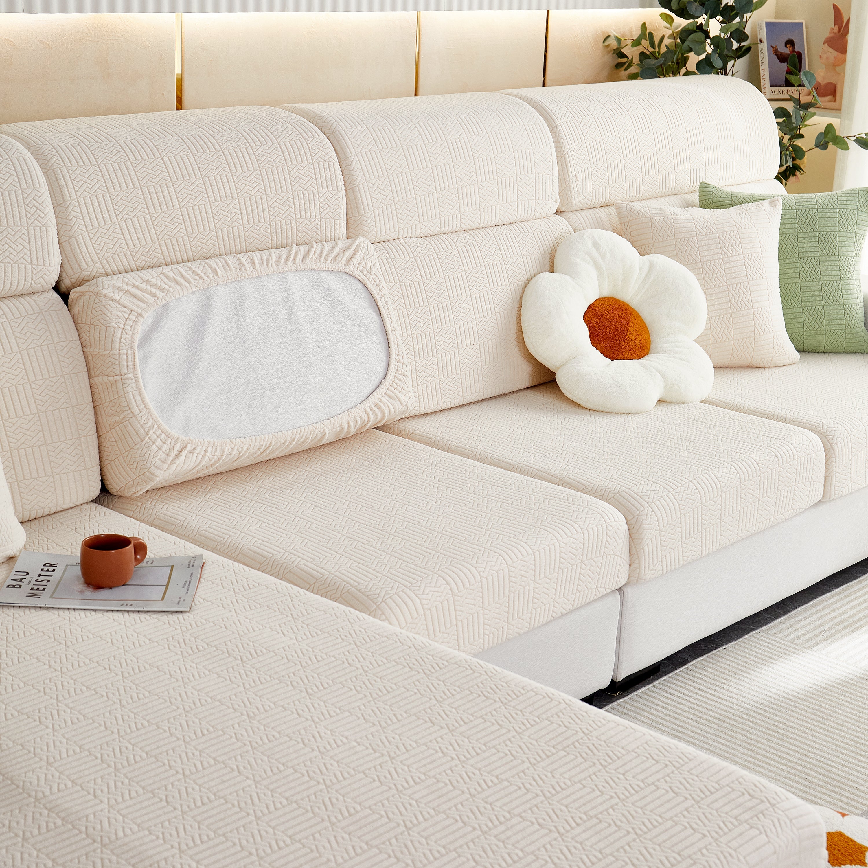 Stretchable Jacquard Fleece Sofa Cover Non-slip Pet Furniture Protector Recliner And Cushion Slipcovers