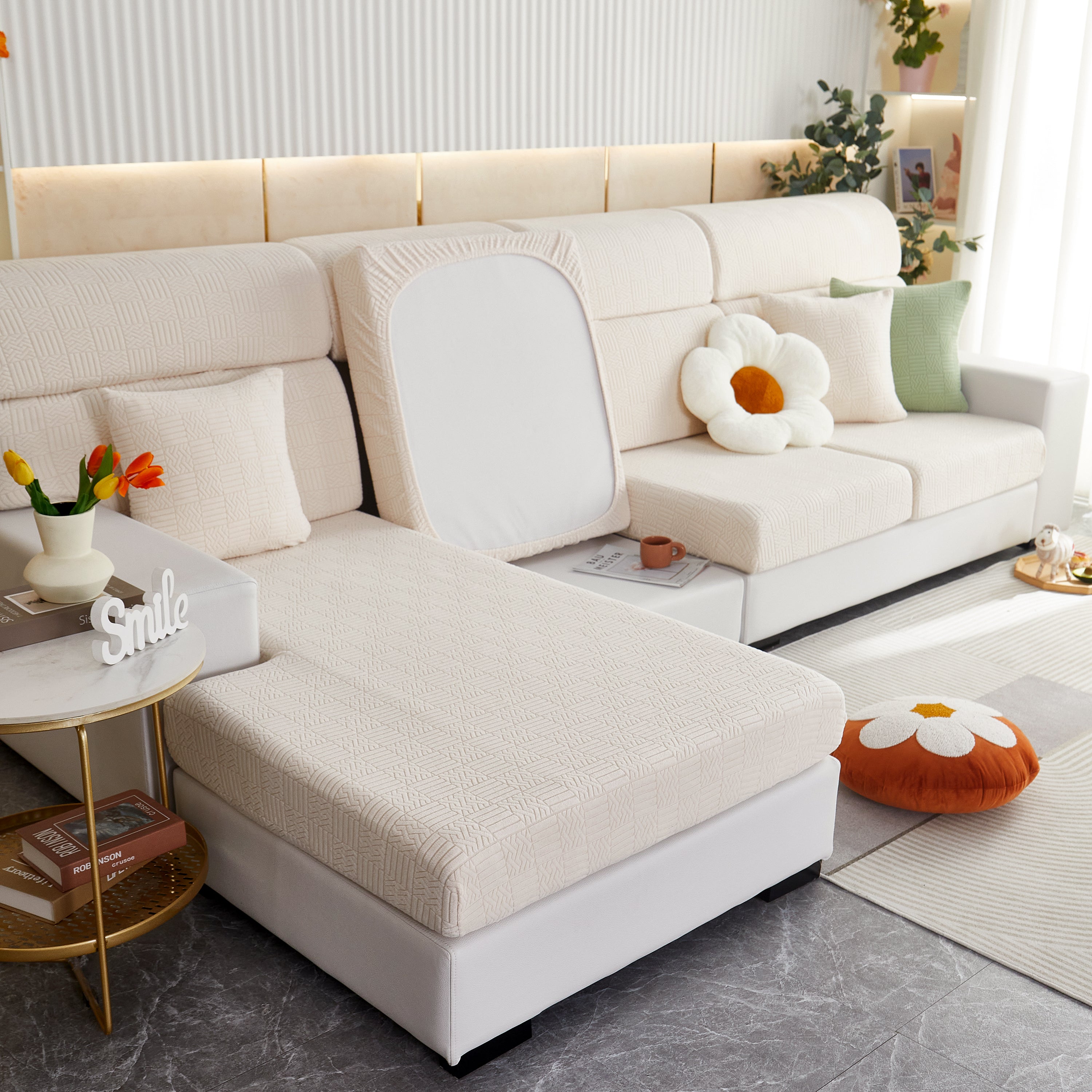 Stretchable Jacquard Fleece Sofa Cover Non-slip Pet Furniture Protector Recliner And Cushion Slipcovers