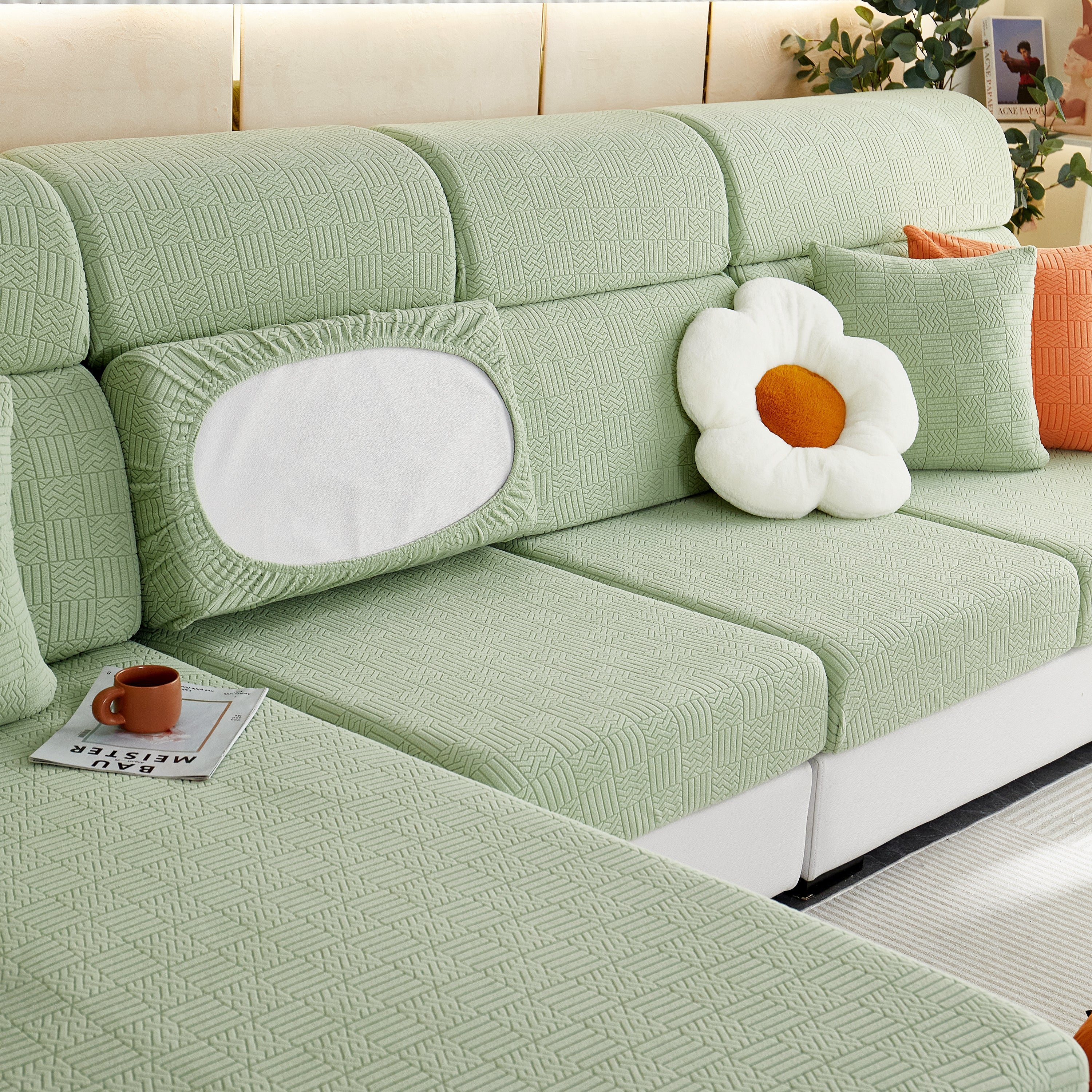 Stretchable Jacquard Fleece Sofa Cover Non-slip Pet Furniture Protector Recliner And Cushion Slipcovers