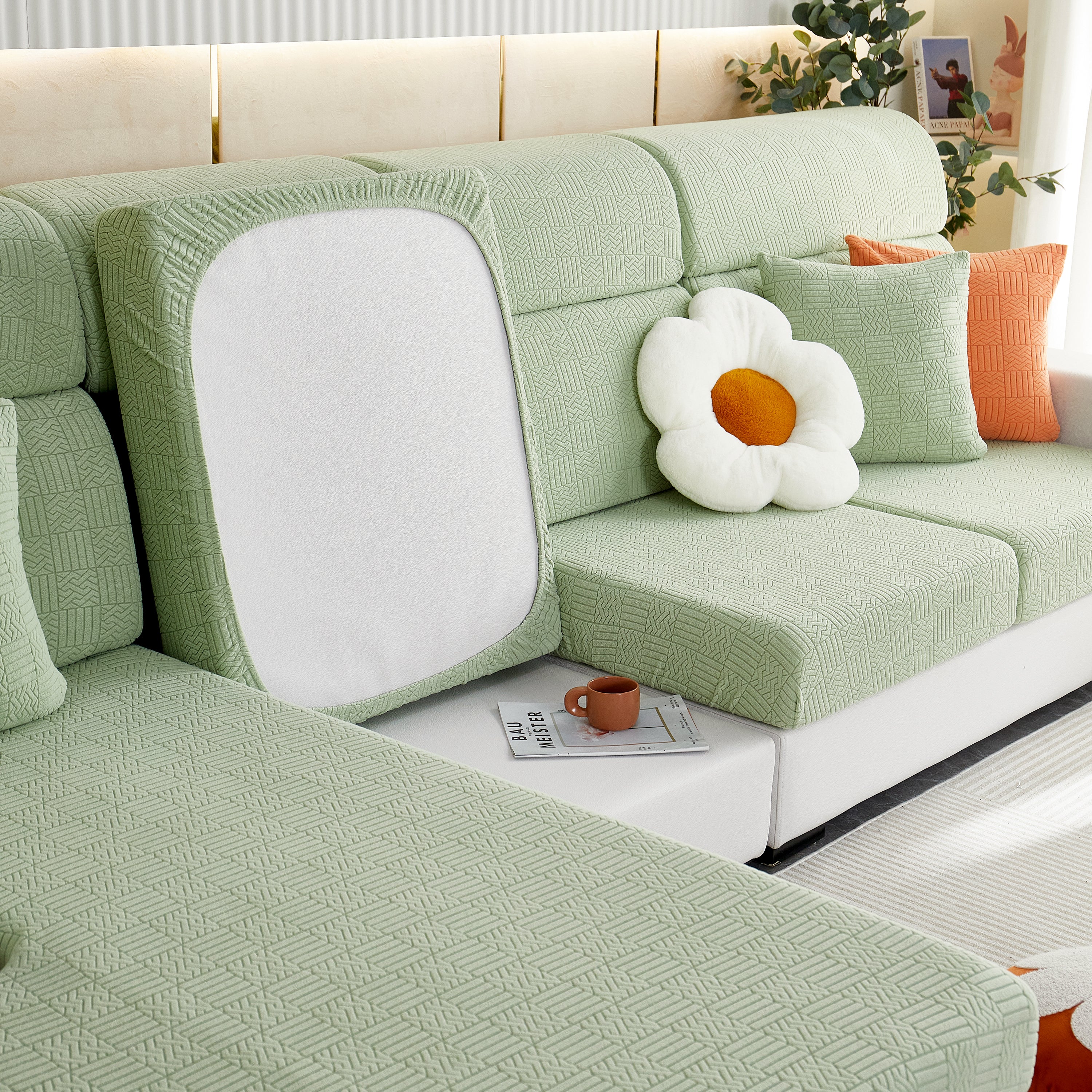 Stretchable Jacquard Fleece Sofa Cover Non-slip Pet Furniture Protector Recliner And Cushion Slipcovers