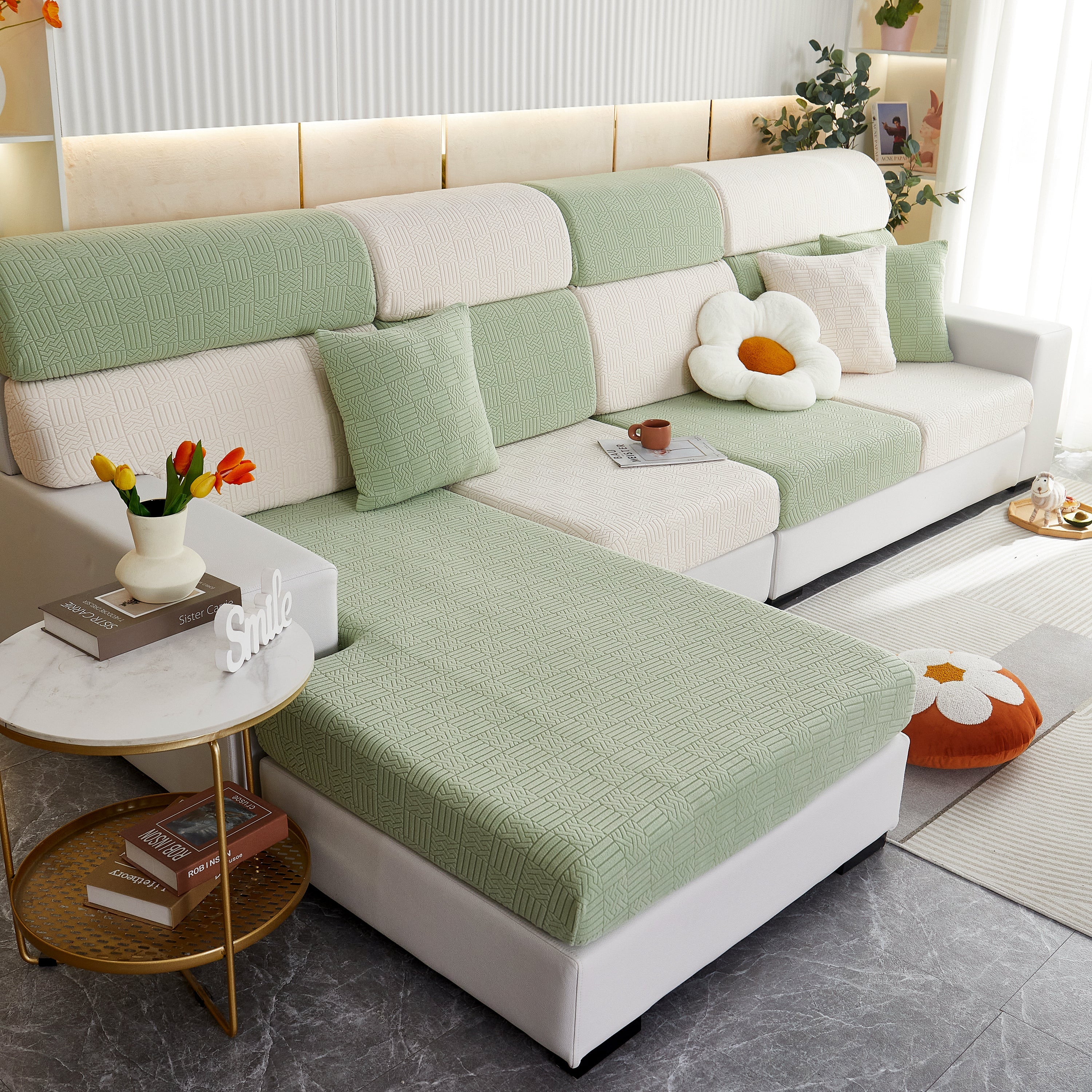 Stretchable Jacquard Fleece Sofa Cover Non-slip Pet Furniture Protector Recliner And Cushion Slipcovers