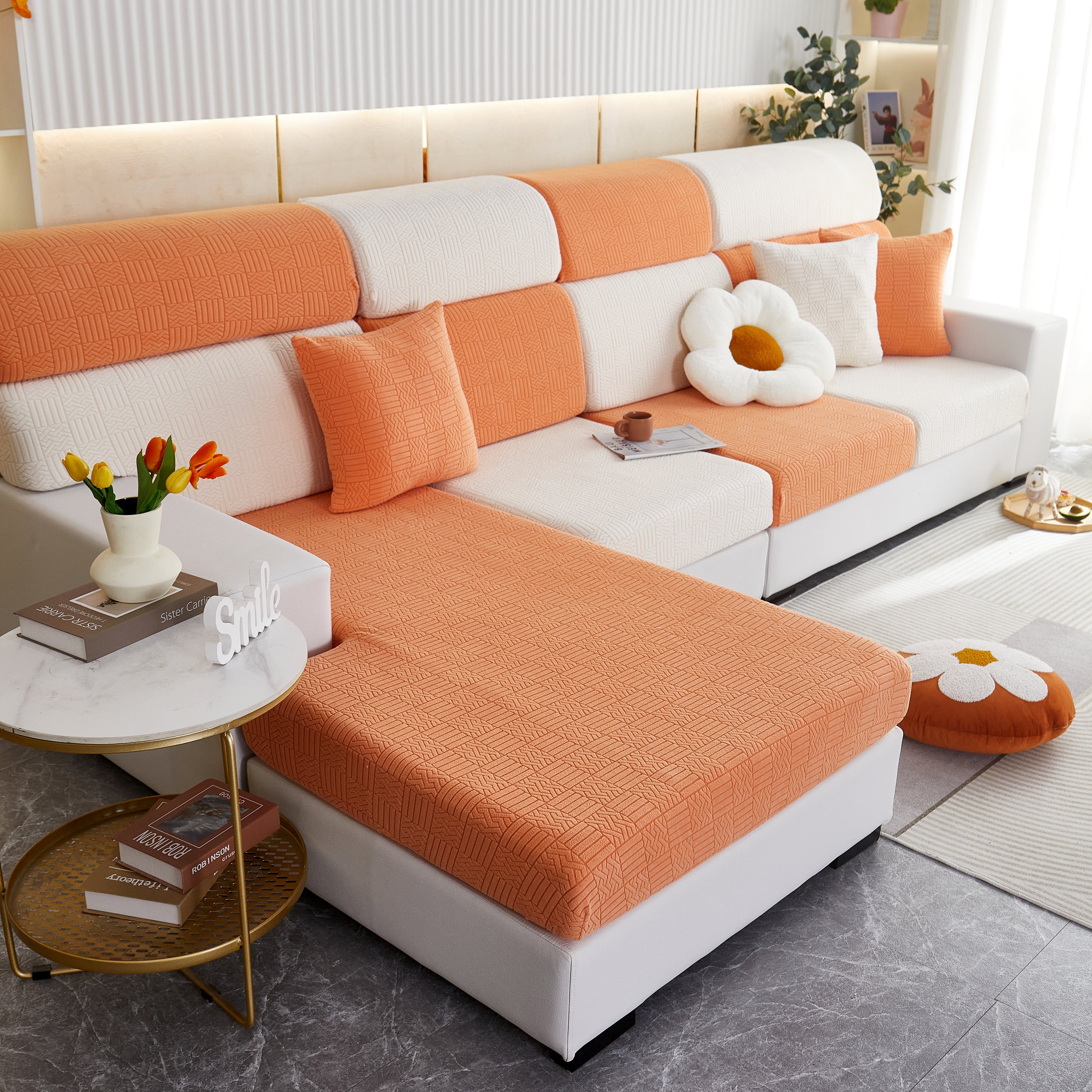 Stretchable Jacquard Fleece Sofa Cover Non-slip Pet Furniture Protector Recliner And Cushion Slipcovers