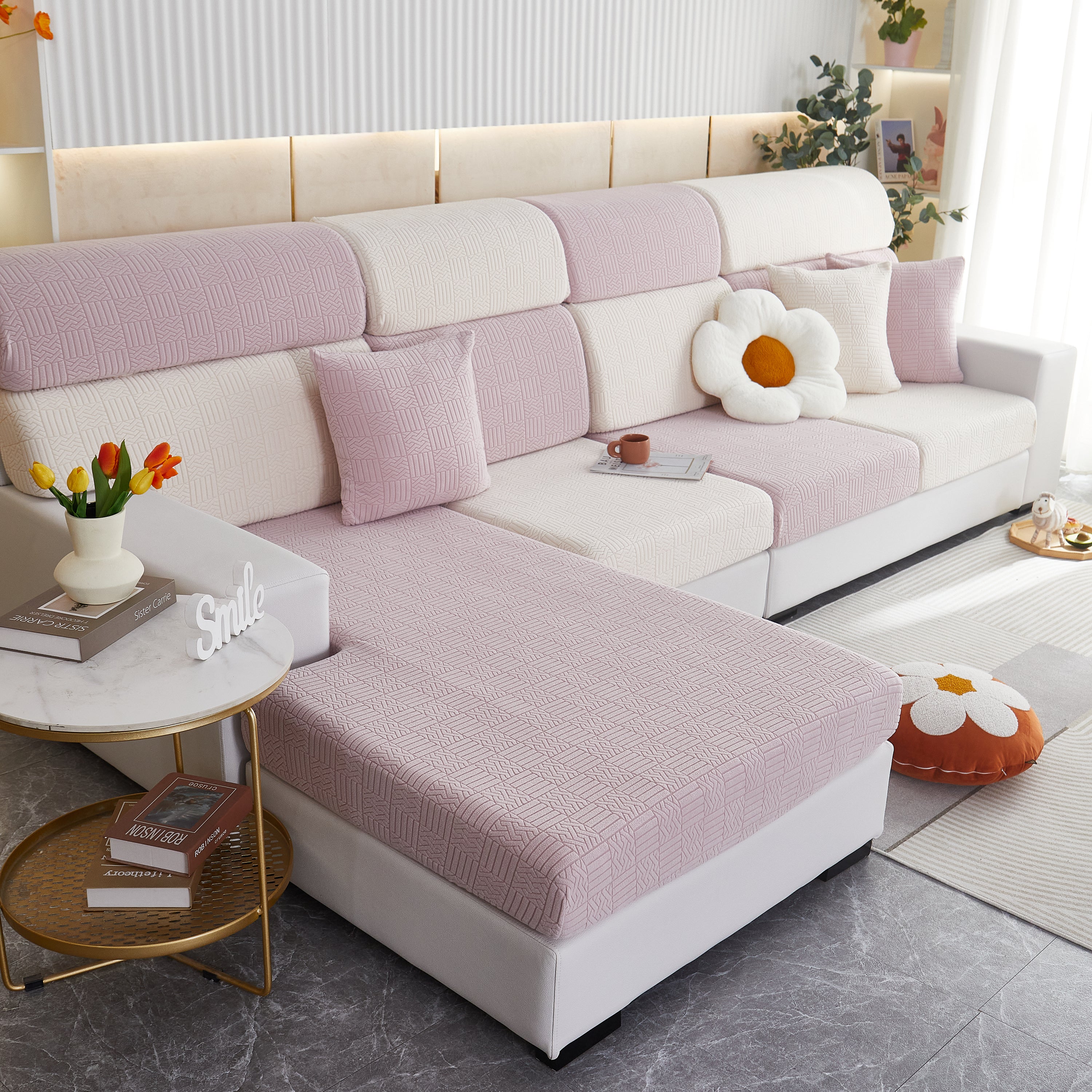 Stretchable Jacquard Fleece Sofa Cover Non-slip Pet Furniture Protector Recliner And Cushion Slipcovers