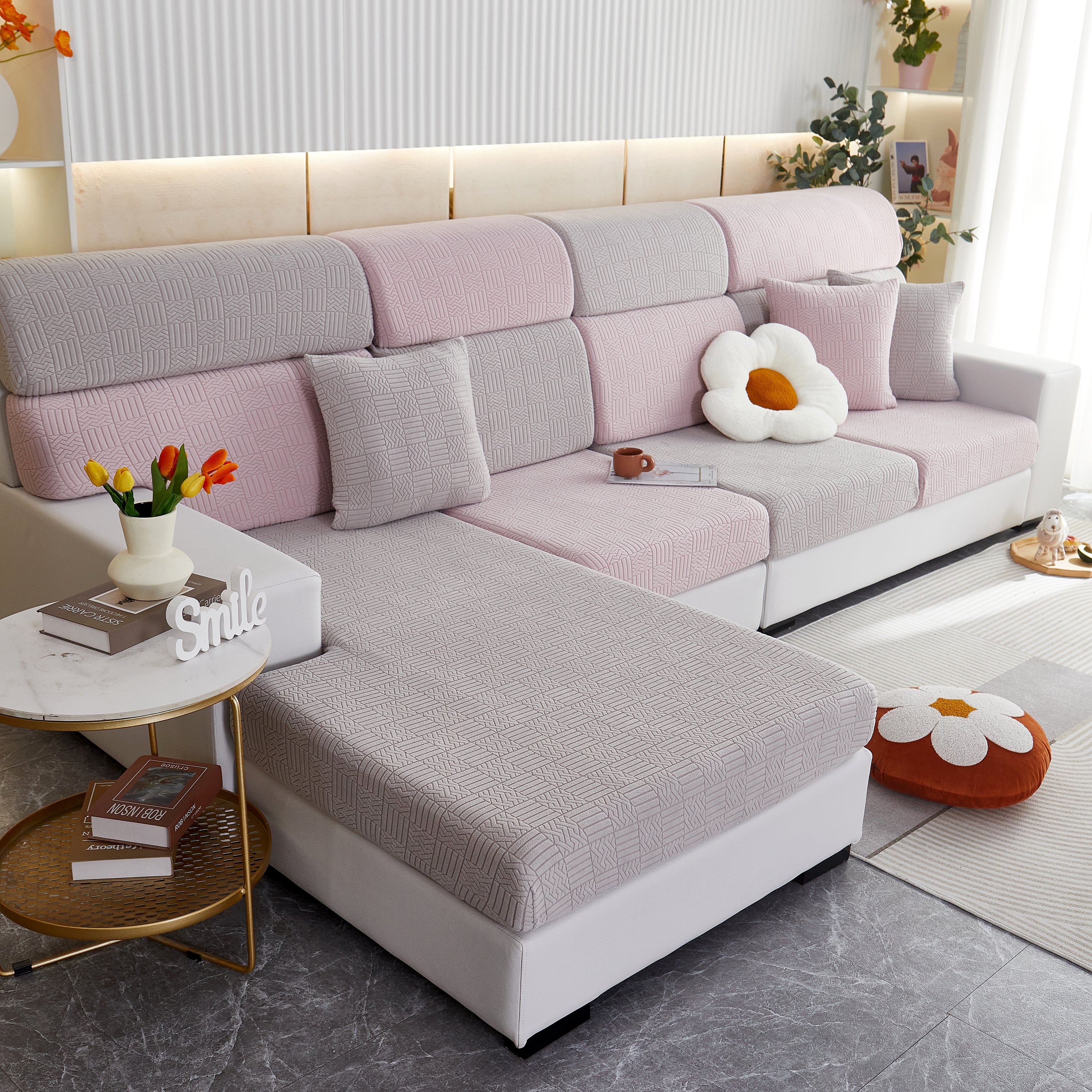 Stretchable Jacquard Fleece Sofa Cover Non-slip Pet Furniture Protector Recliner And Cushion Slipcovers